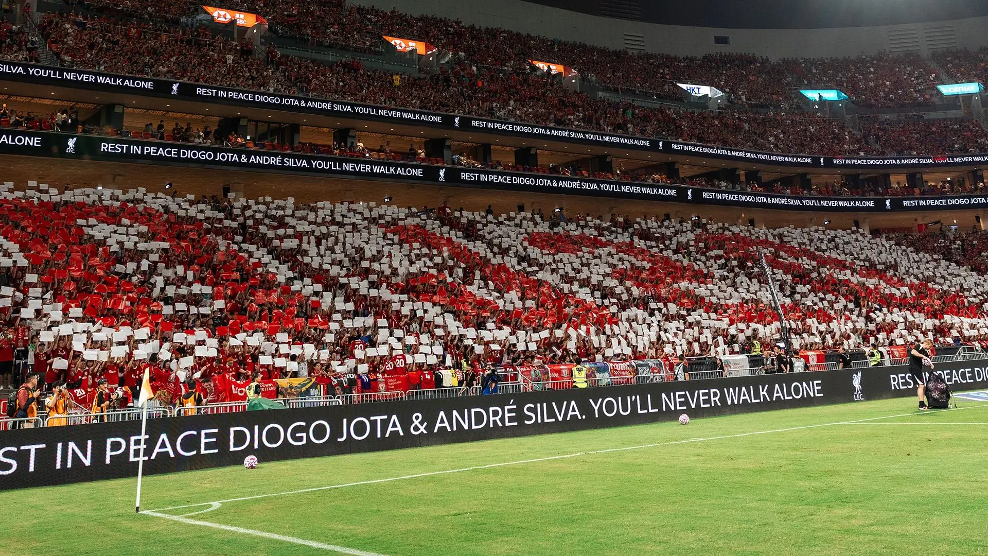 Tributes paid to Diogo Jota and Andre Silva at Liverpool v AC Milan