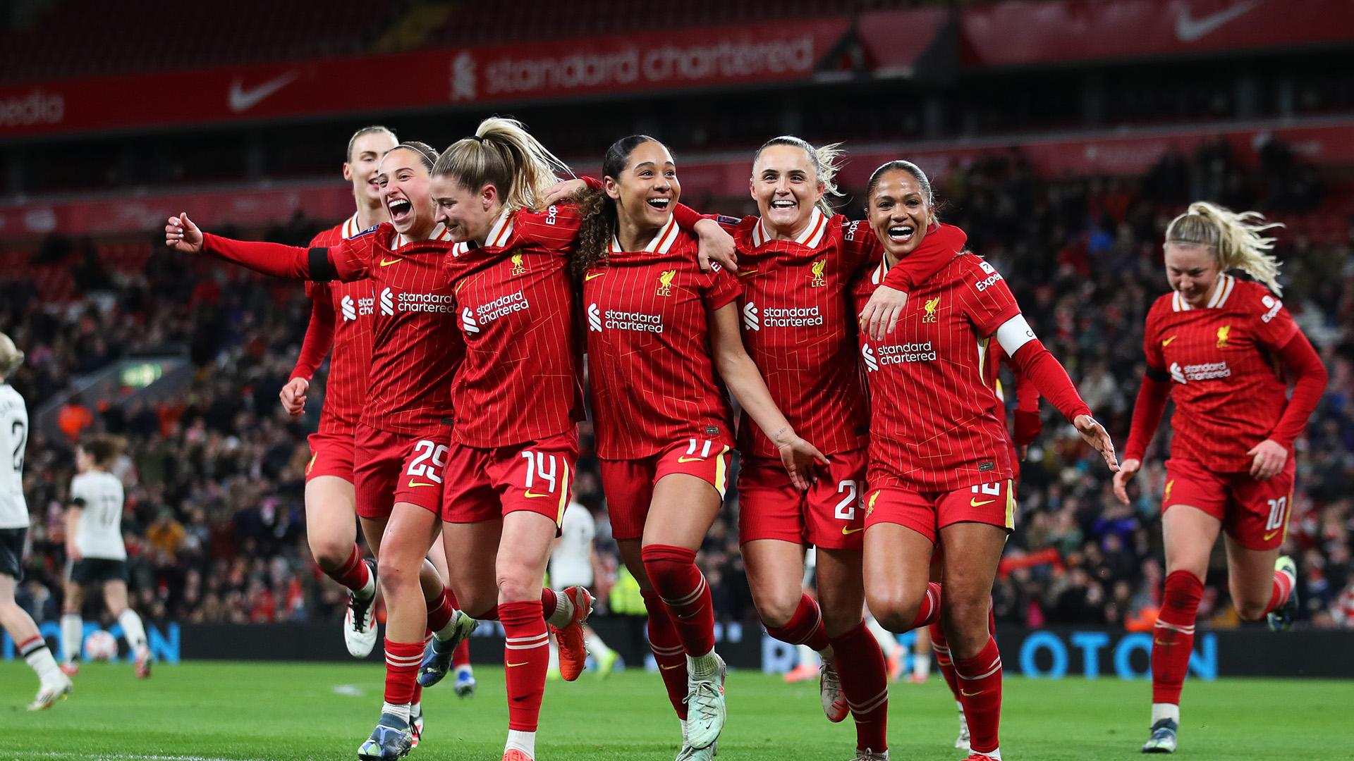Liverpool end wait for WSL win at Anfield with 3-1 defeat of Manchester United