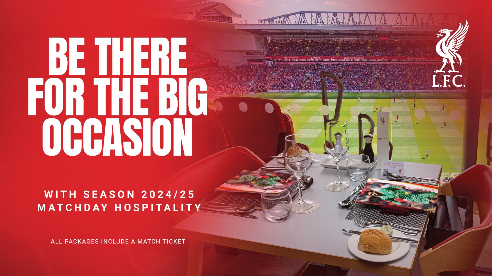 Liverpool v Tottenham: Limited hospitality packages available