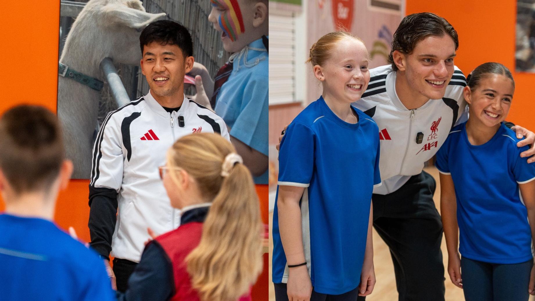 Wataru Endo and Giovanni Leoni surprise local primary school children with LFC Foundation
