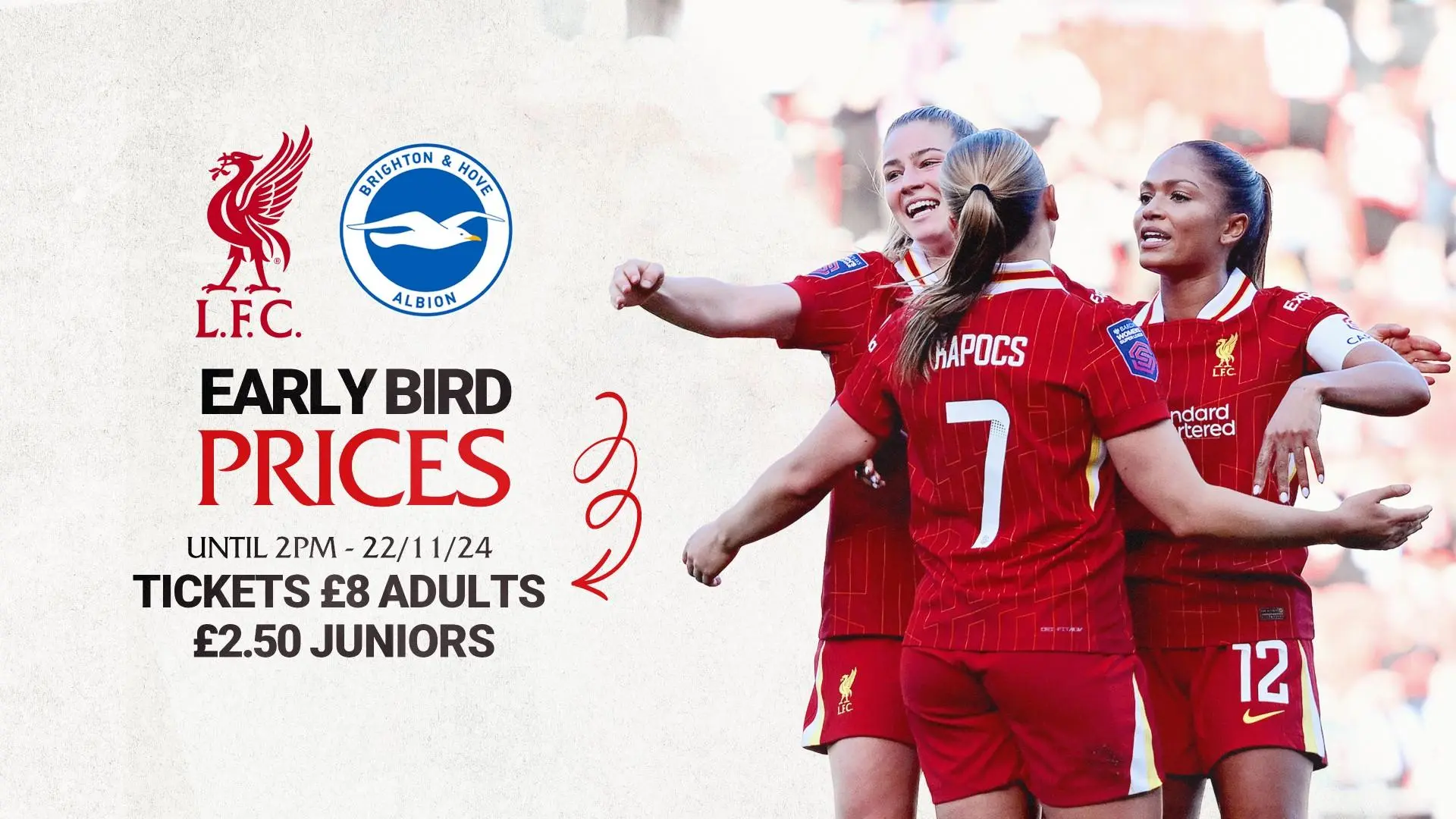 Last chance: Get early bird ticket prices for Liverpool v Brighton in WSL