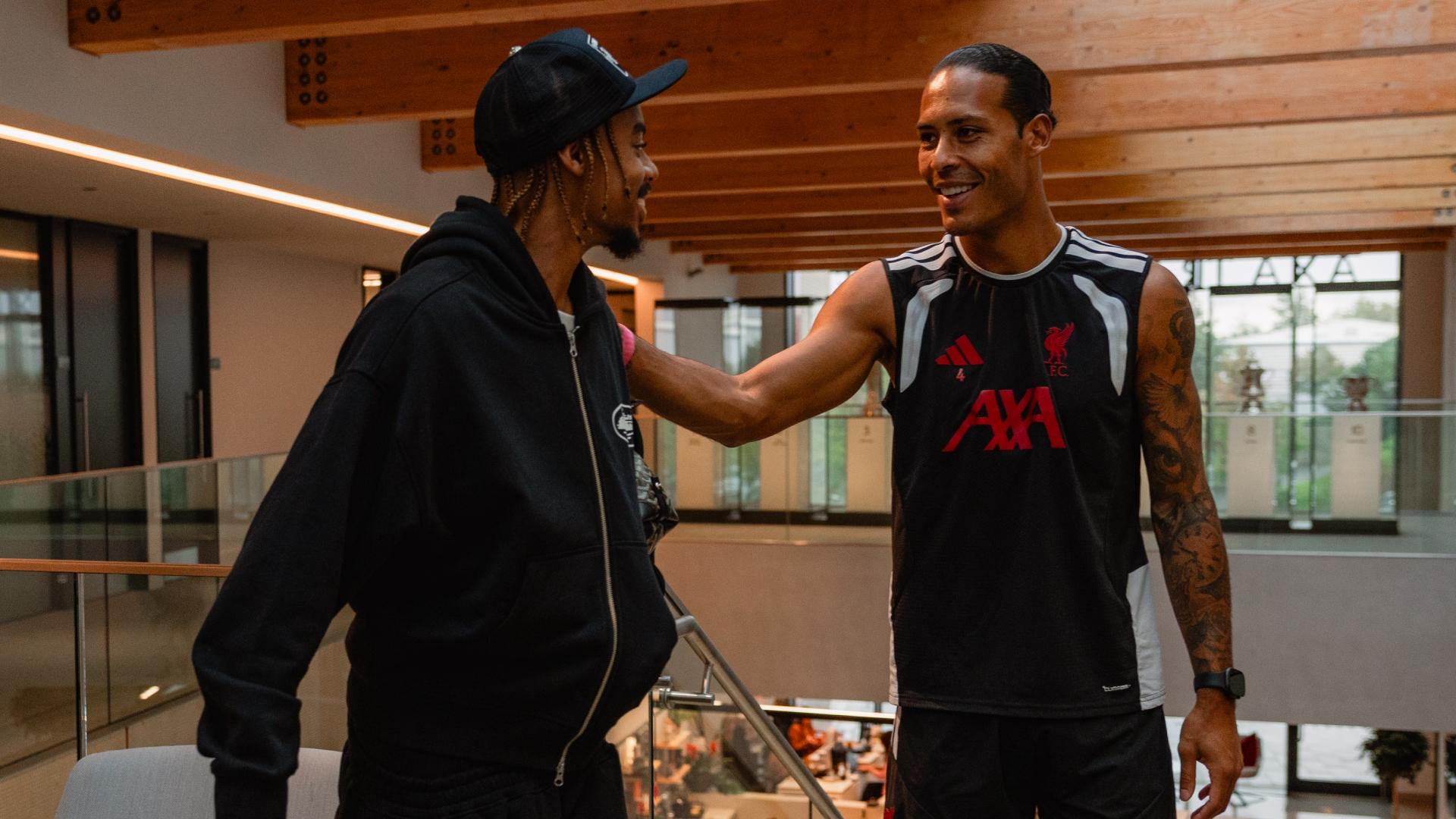 Gallery: Bradley Barcola welcomed to Liverpool by Virgil van Dijk