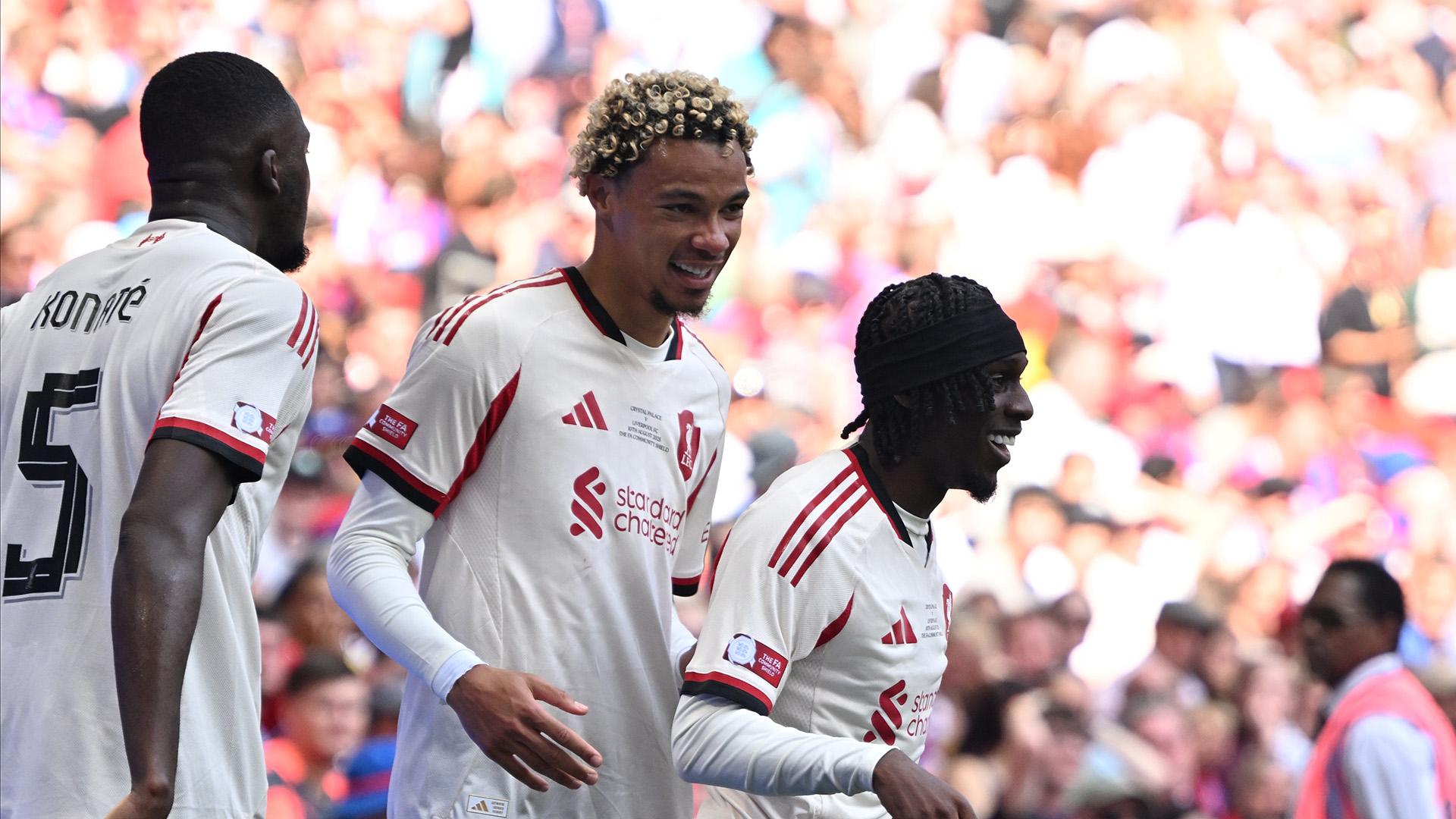 In photos: Hugo Ekitike and Jeremie Frimpong score first LFC goals at Wembley