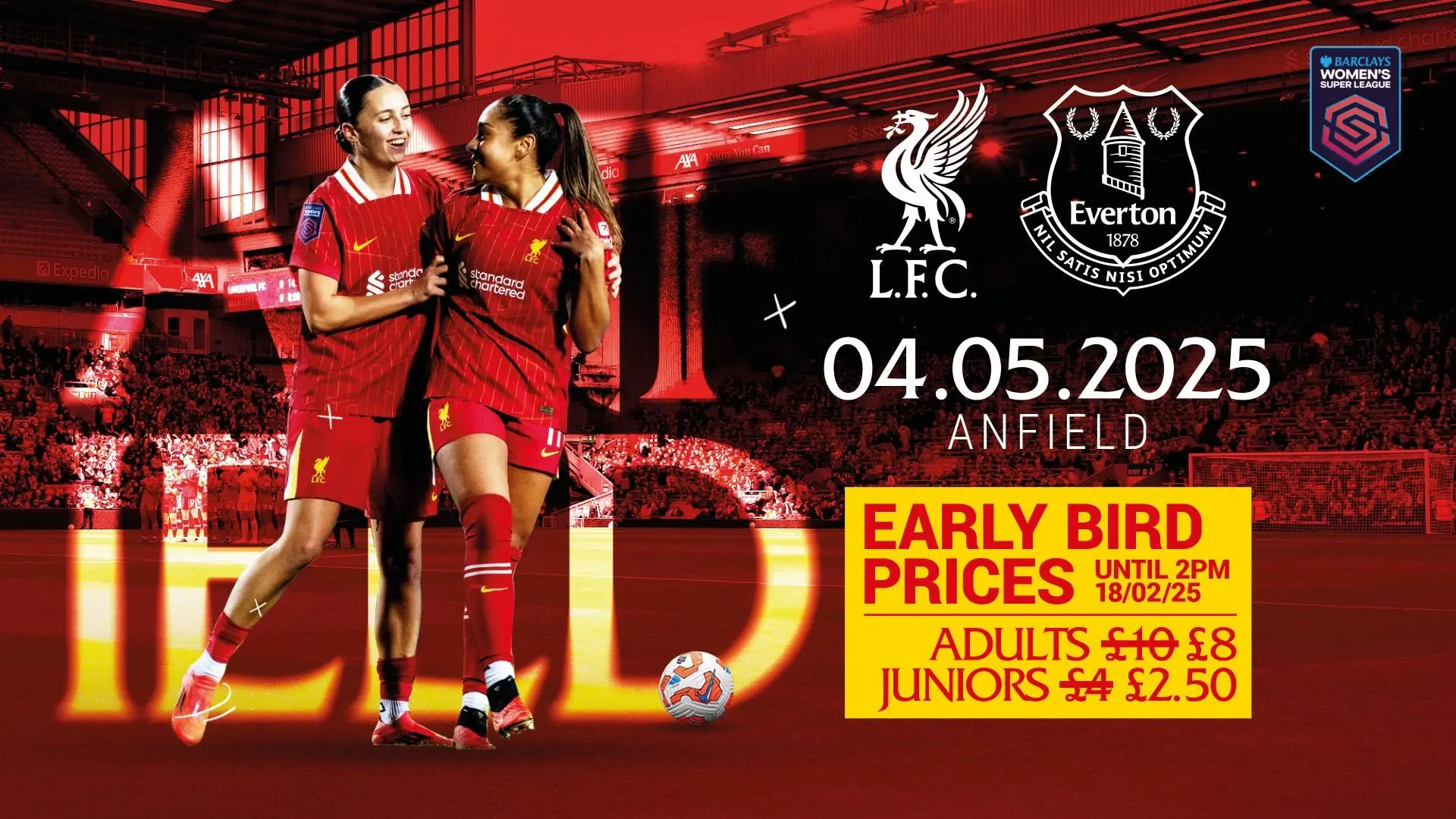 Early bird tickets on sale for WSL Merseyside derby at Anfield