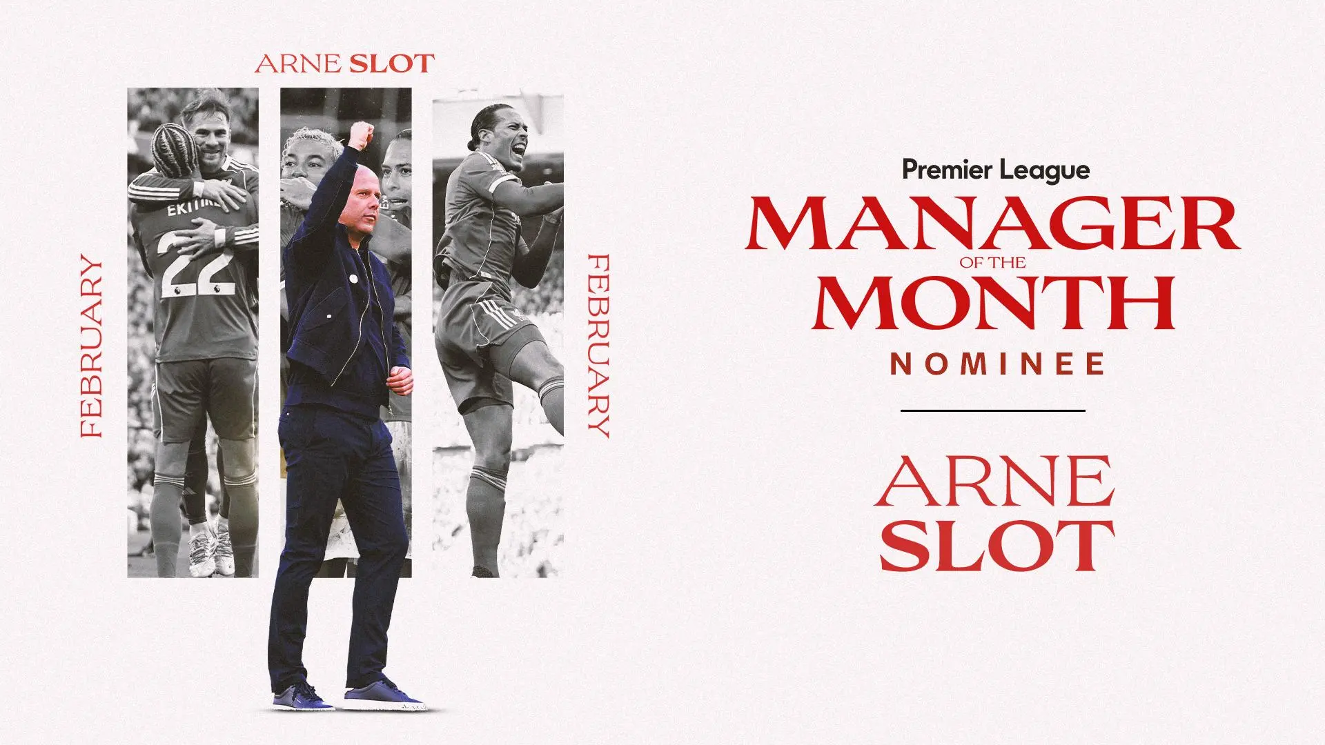 Arne Slot receives Premier League Manager of the Month nomination