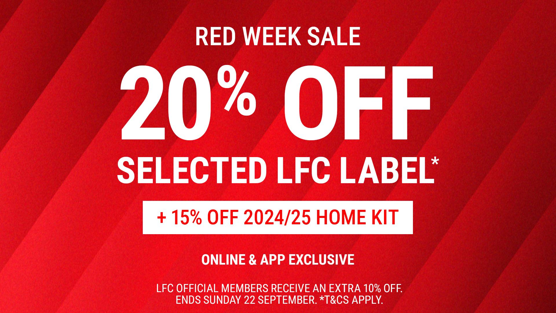 Sale ends today: 15% off home kit, 20% off selected LFC Label and more
