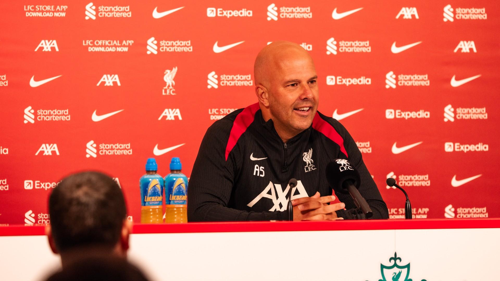 Watch Arne Slot's pre-Brighton press conference