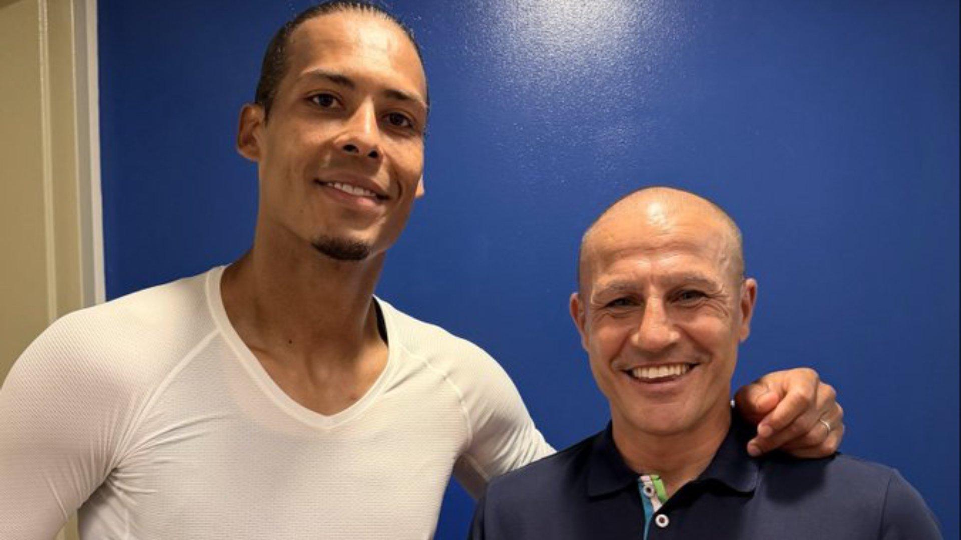 Defensive legends: Virgil van Dijk meets up with Fabio Cannavaro in New York