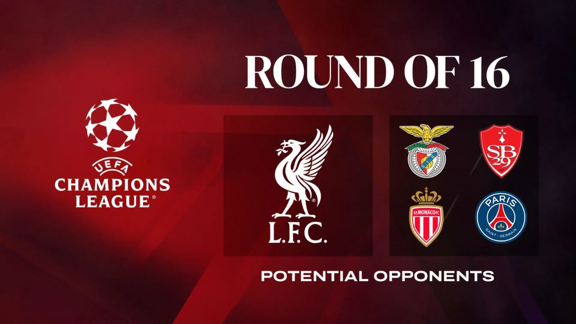 Liverpool's four possible opponents in Champions League last 16