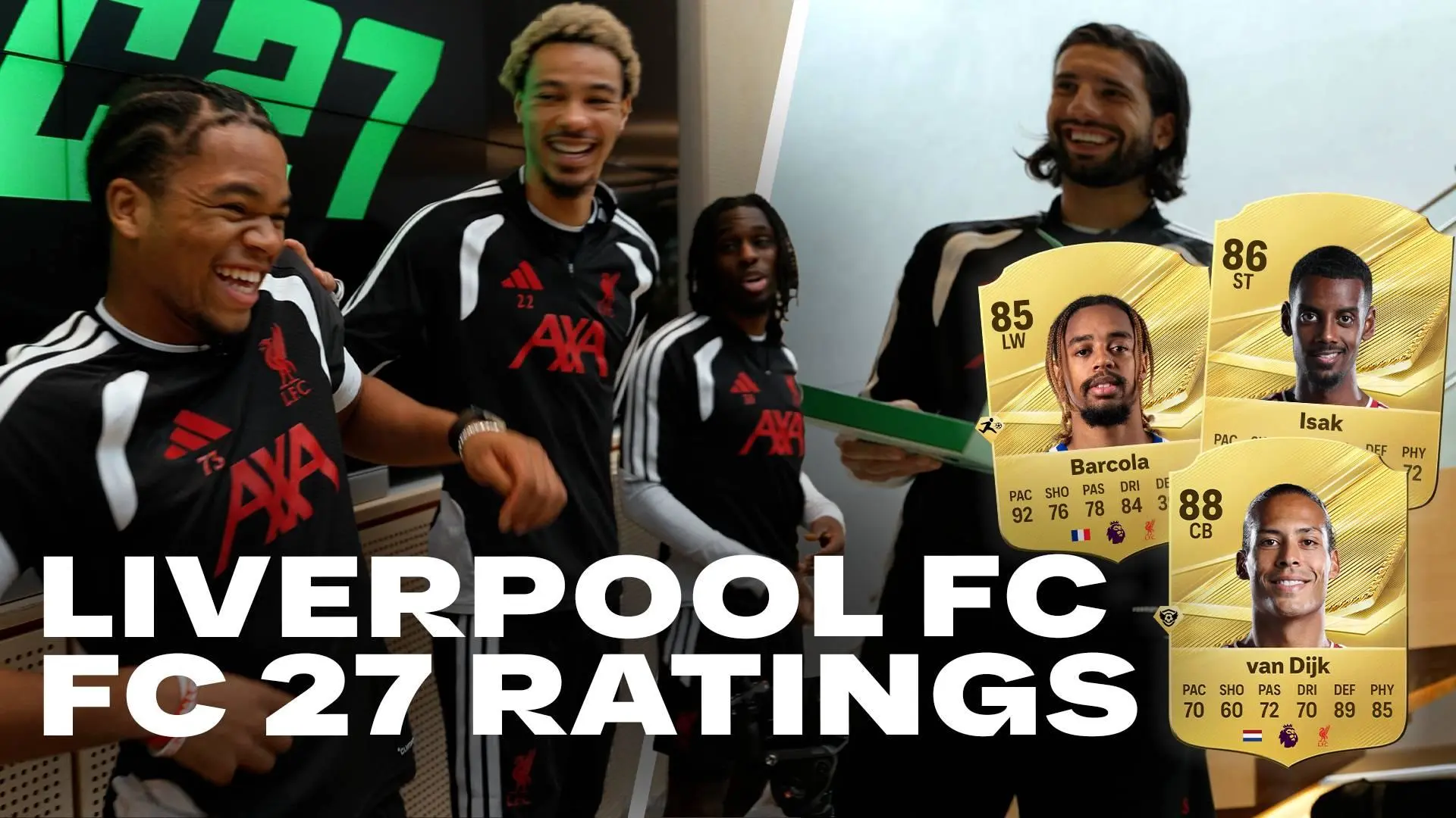 'My goodness!' - Watch as Liverpool players receive their FC 27 ratings cards