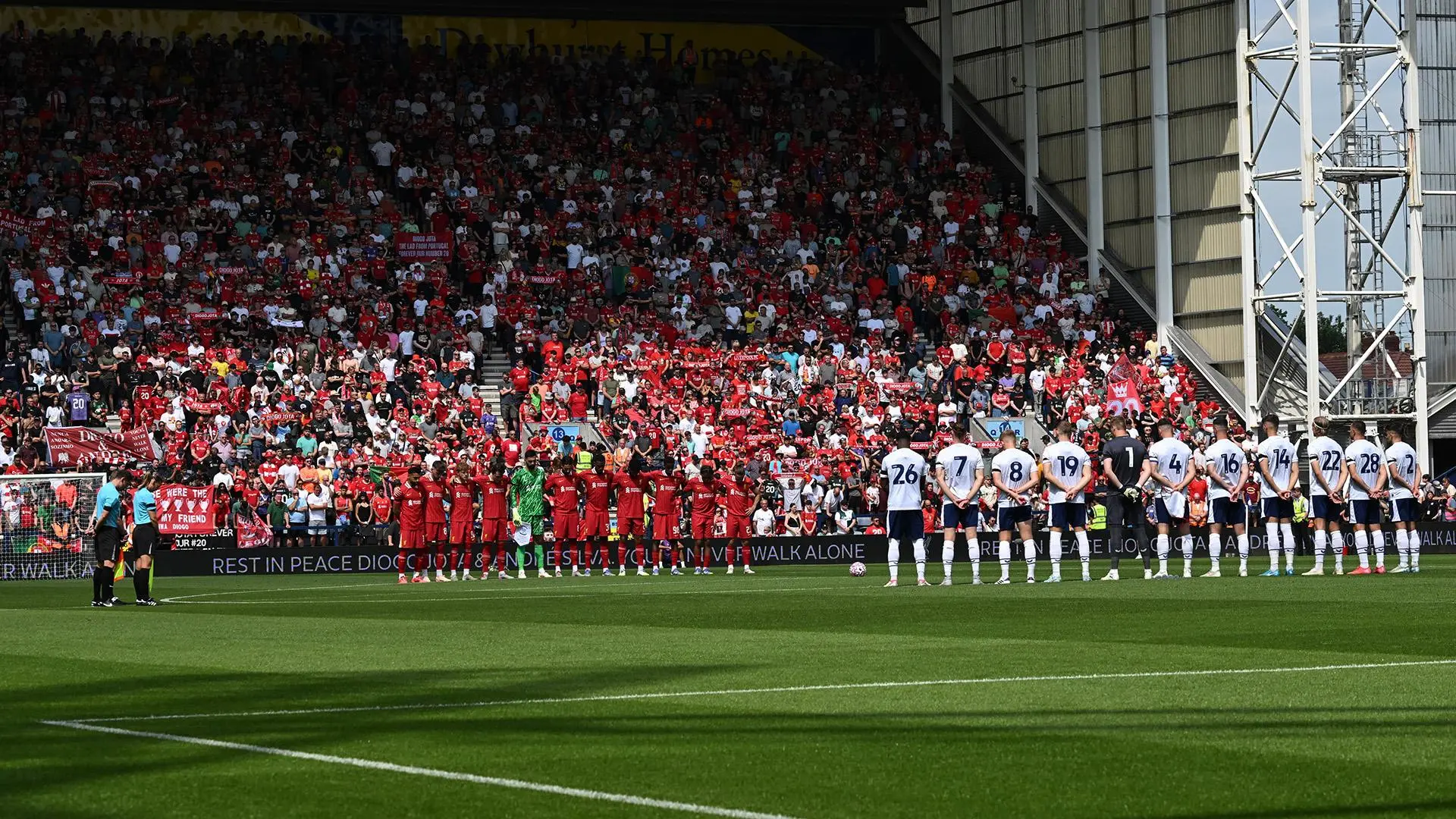 Poignant tributes for Diogo Jota and Andre Silva at Preston v Liverpool