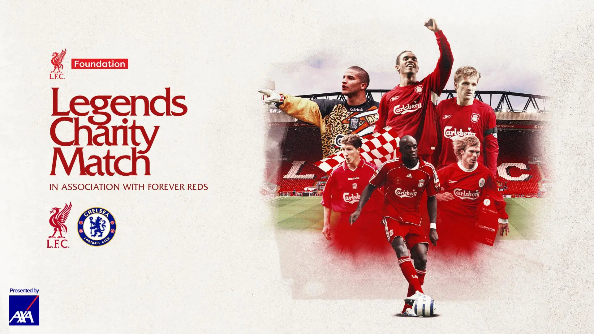Six more players confirmed for legends charity match at Anfield