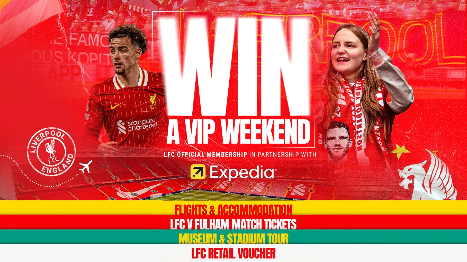 Win a VIP weekend trip for Liverpool v Fulham at Anfield