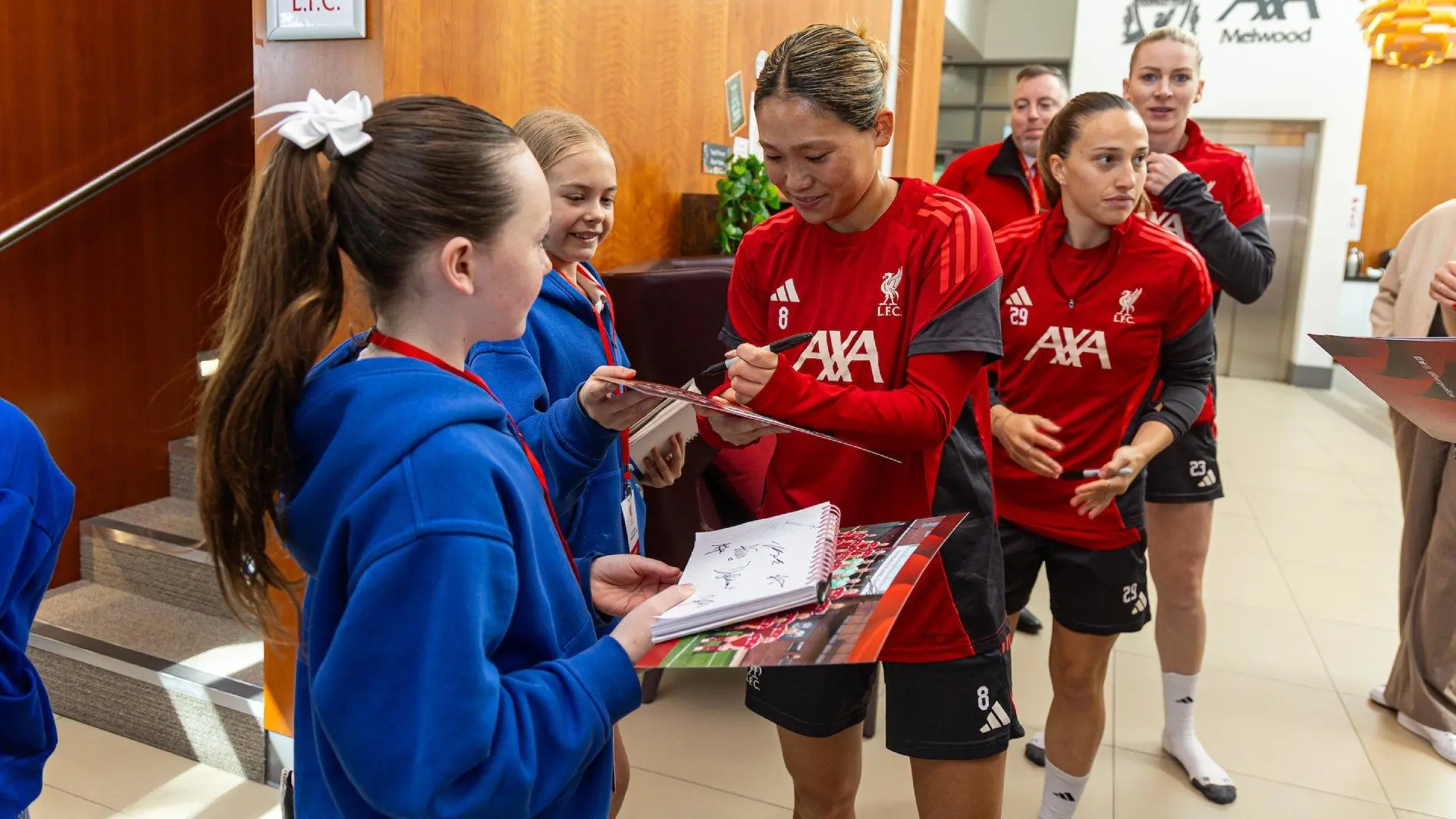 Local schoolgirls meet LFC Women squad at AXA Melwood Training Centre