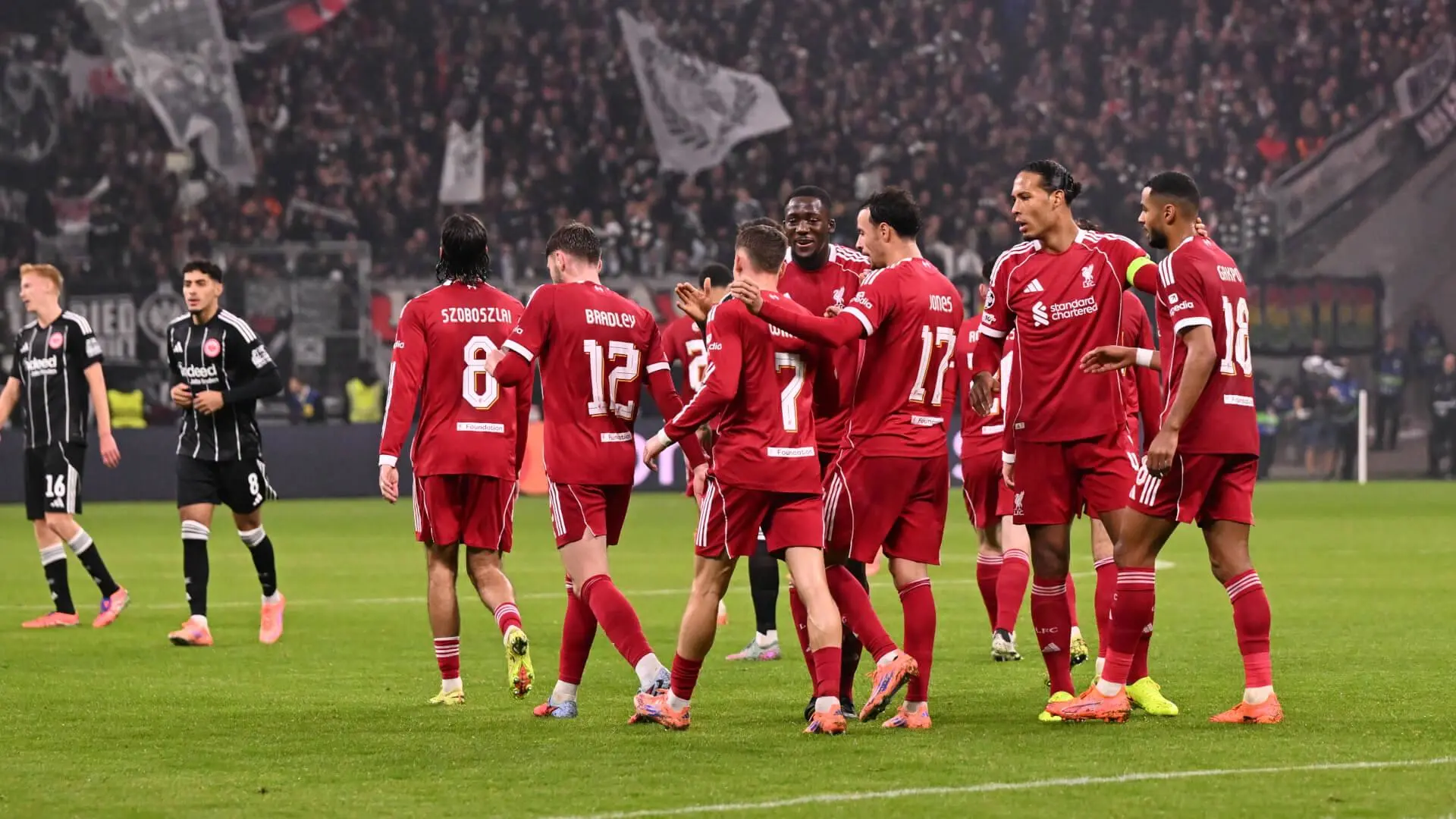 Who was Liverpool's Carlsberg Player of the Match at Eintracht Frankfurt?