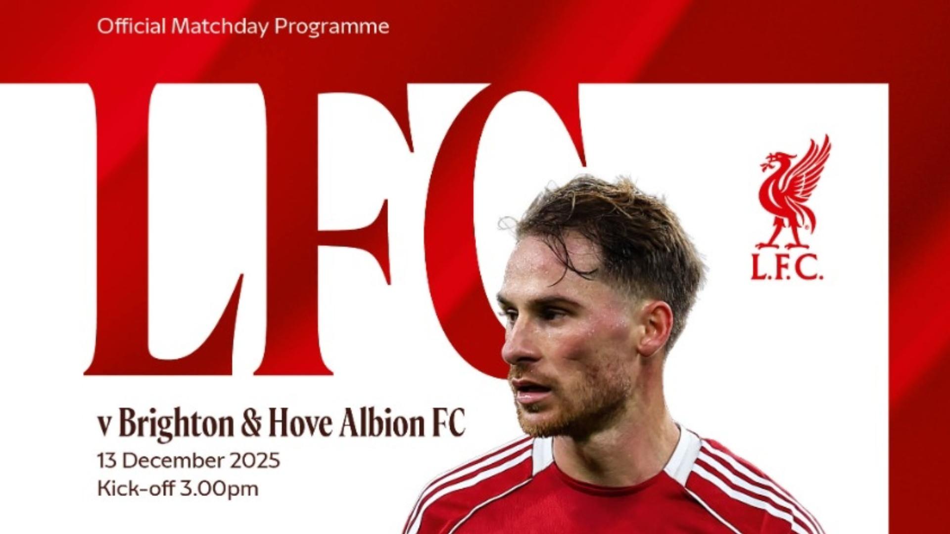 Get your Liverpool v Brighton matchday programme