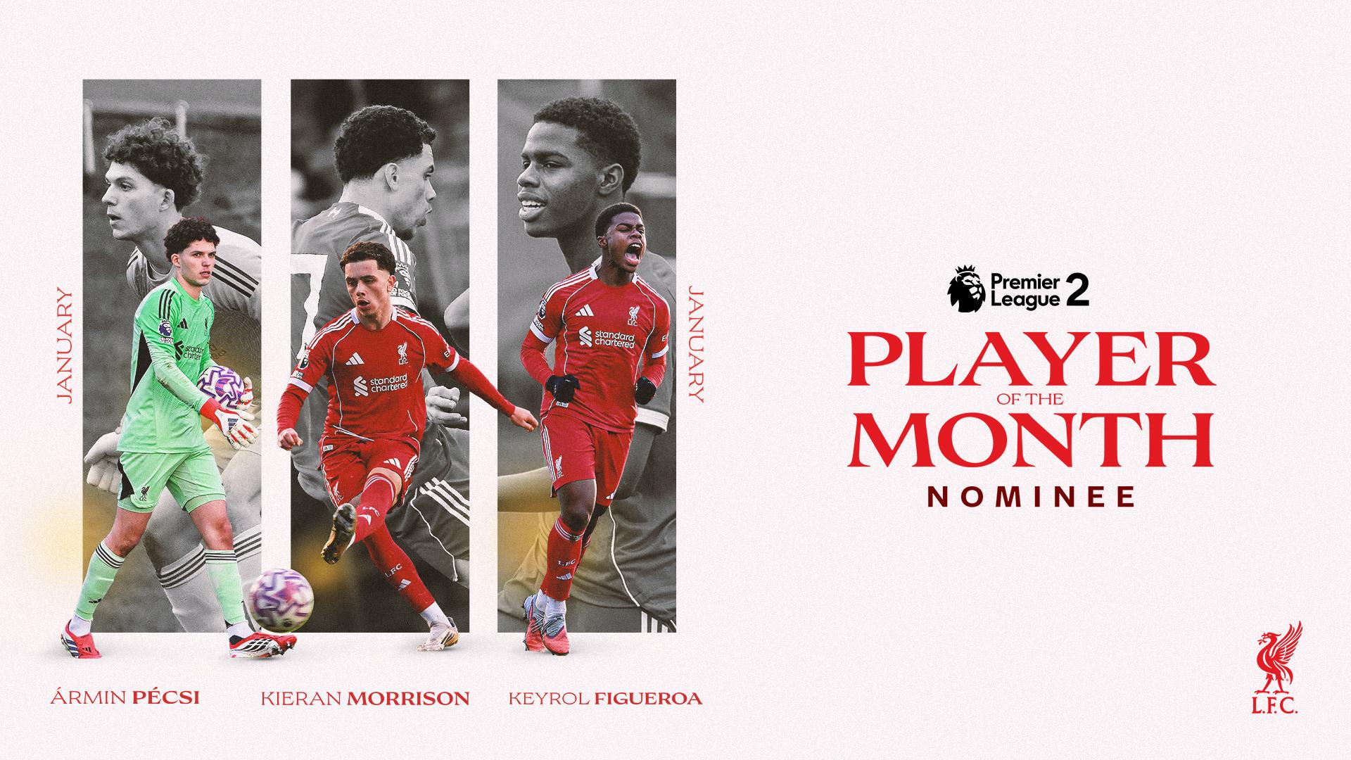 Three Reds nominated for Premier League 2 Player of the Month