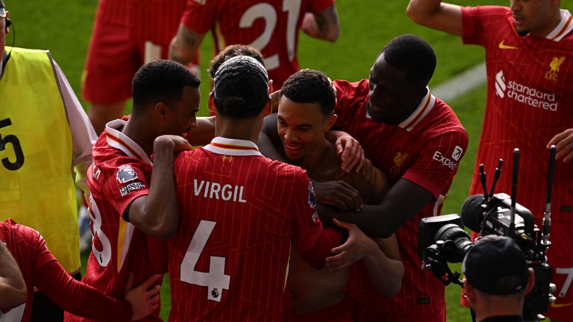 Trent Alexander-Arnold scores winner as Liverpool beat Leicester to close in on Premier League title