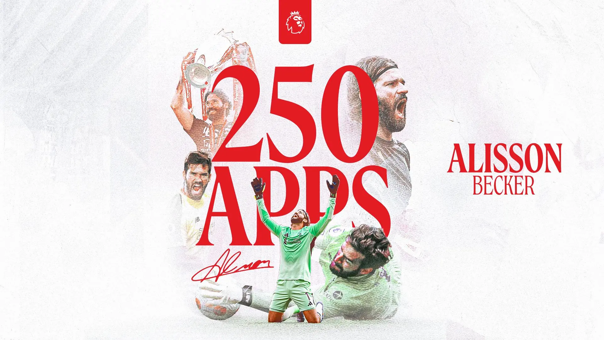 Alisson Becker makes 250th Premier League appearance for Liverpool