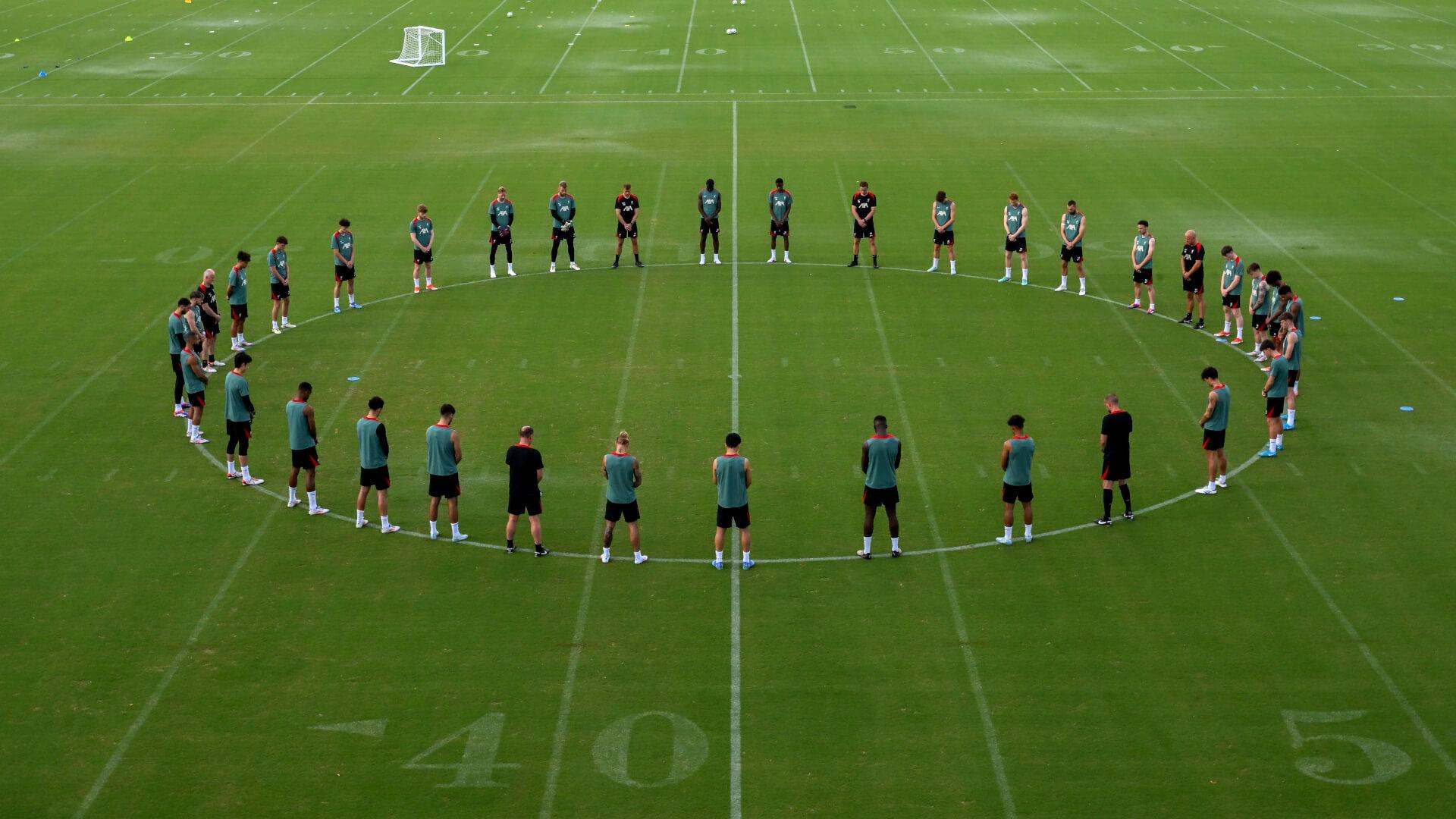 Liverpool squad pay respects to victims of Southport attack