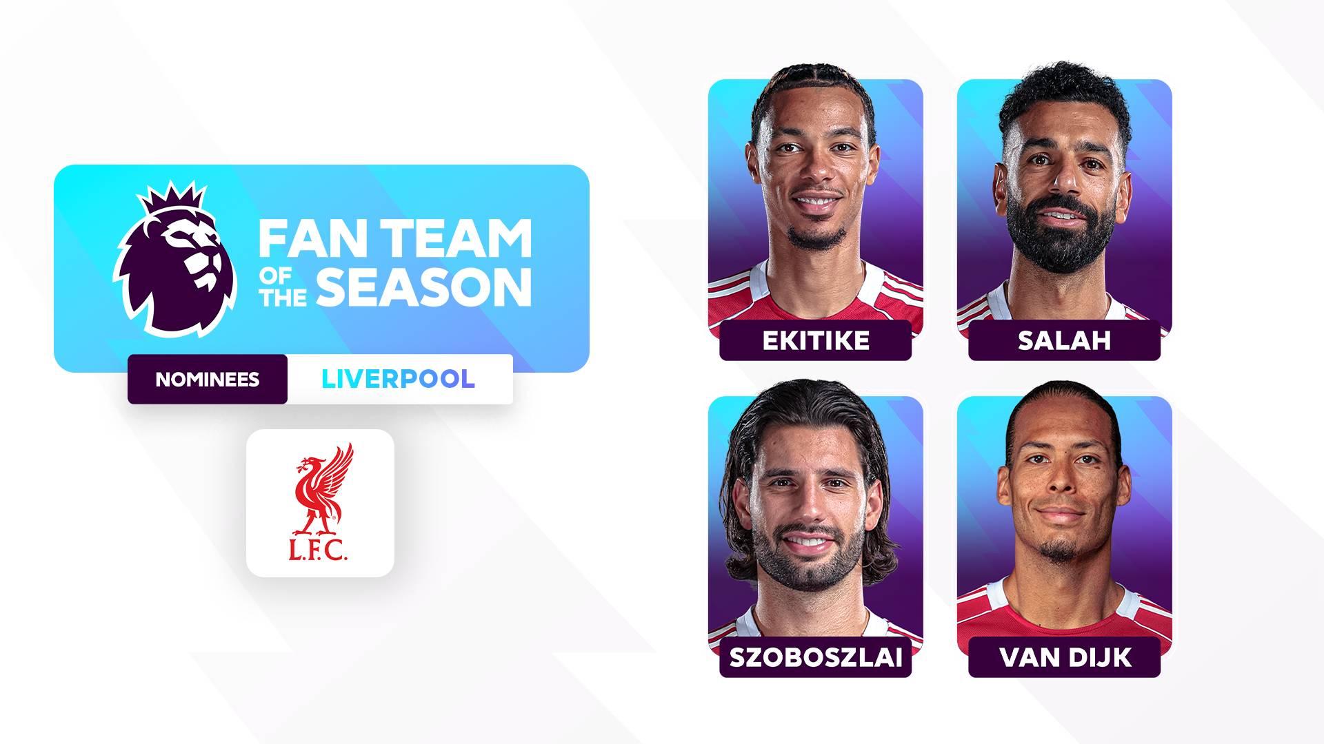 Four Reds nominated for Premier League Fan Team of the Season