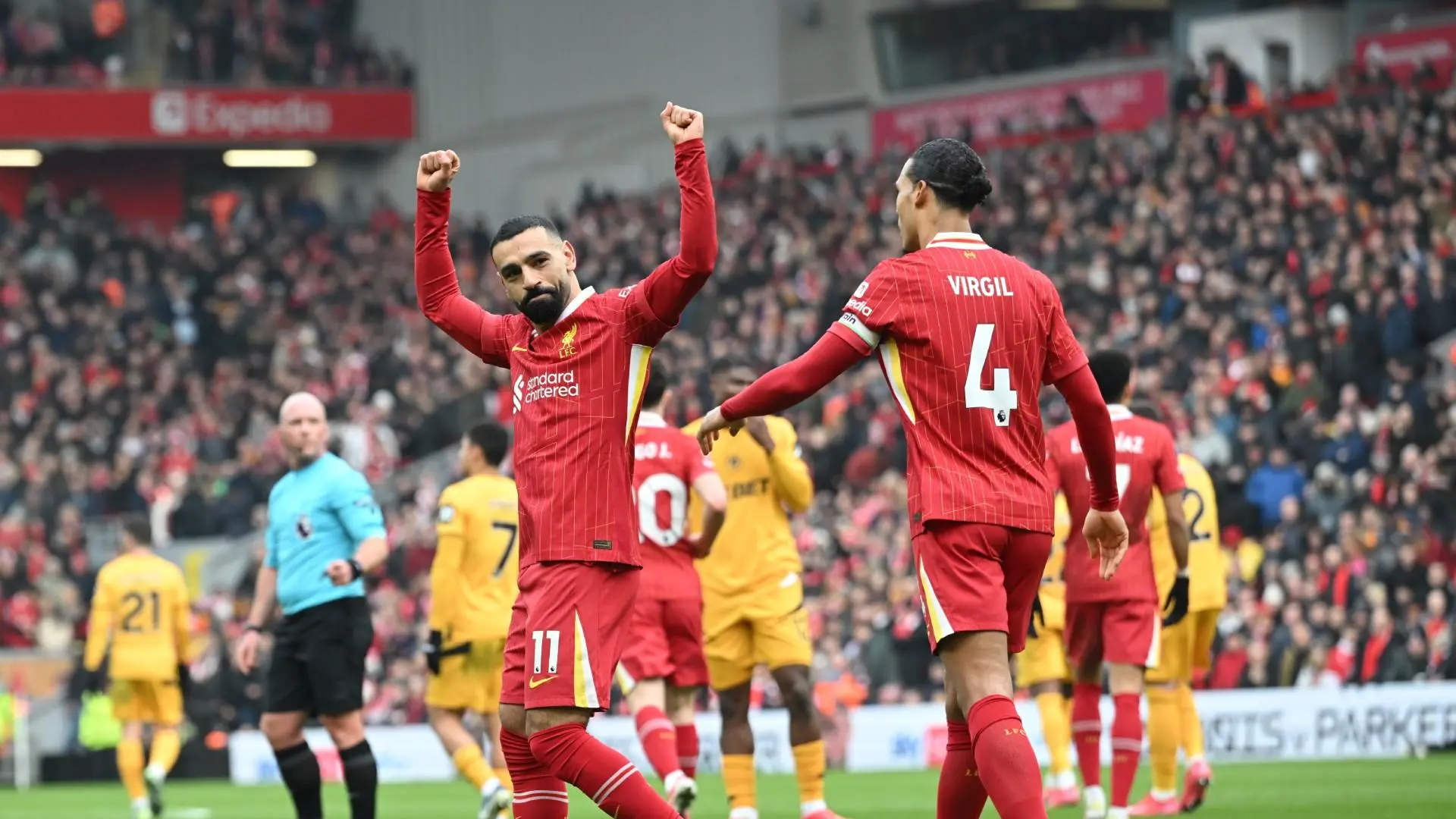 Luis Diaz and Mohamed Salah net as Liverpool beat Wolves 2-1