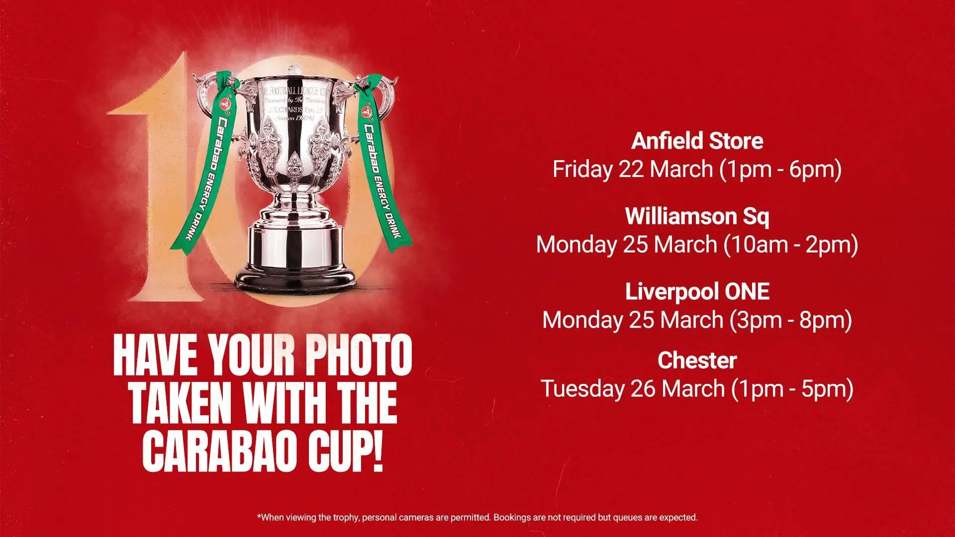 Carabao Cup photo opportunities at official Liverpool FC stores