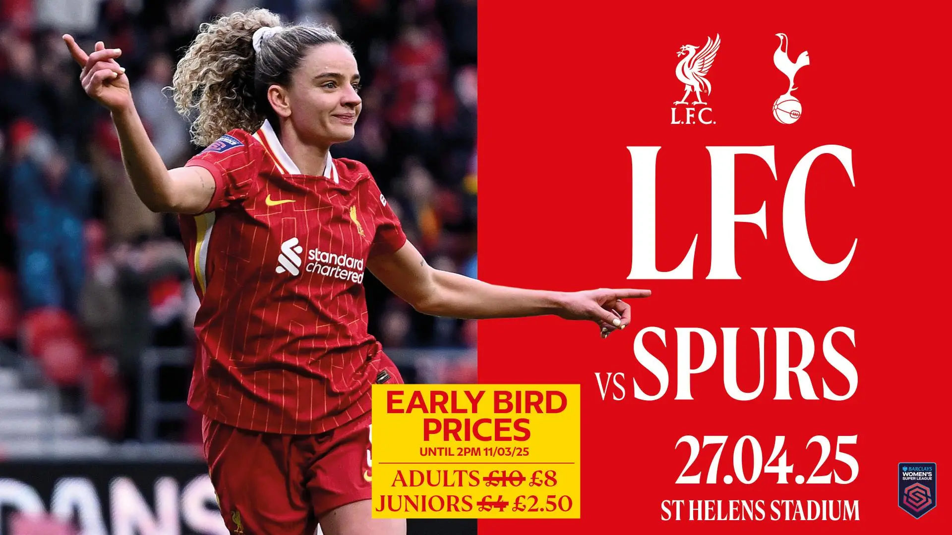 Liverpool v Tottenham Hotspur: Book WSL tickets online