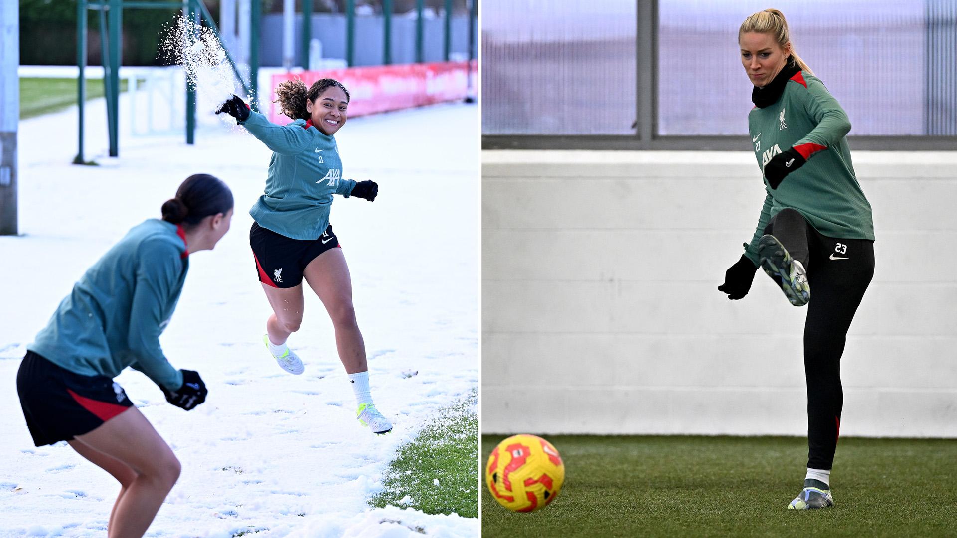 Photos: Training work and snowball fights at Melwood on Tuesday