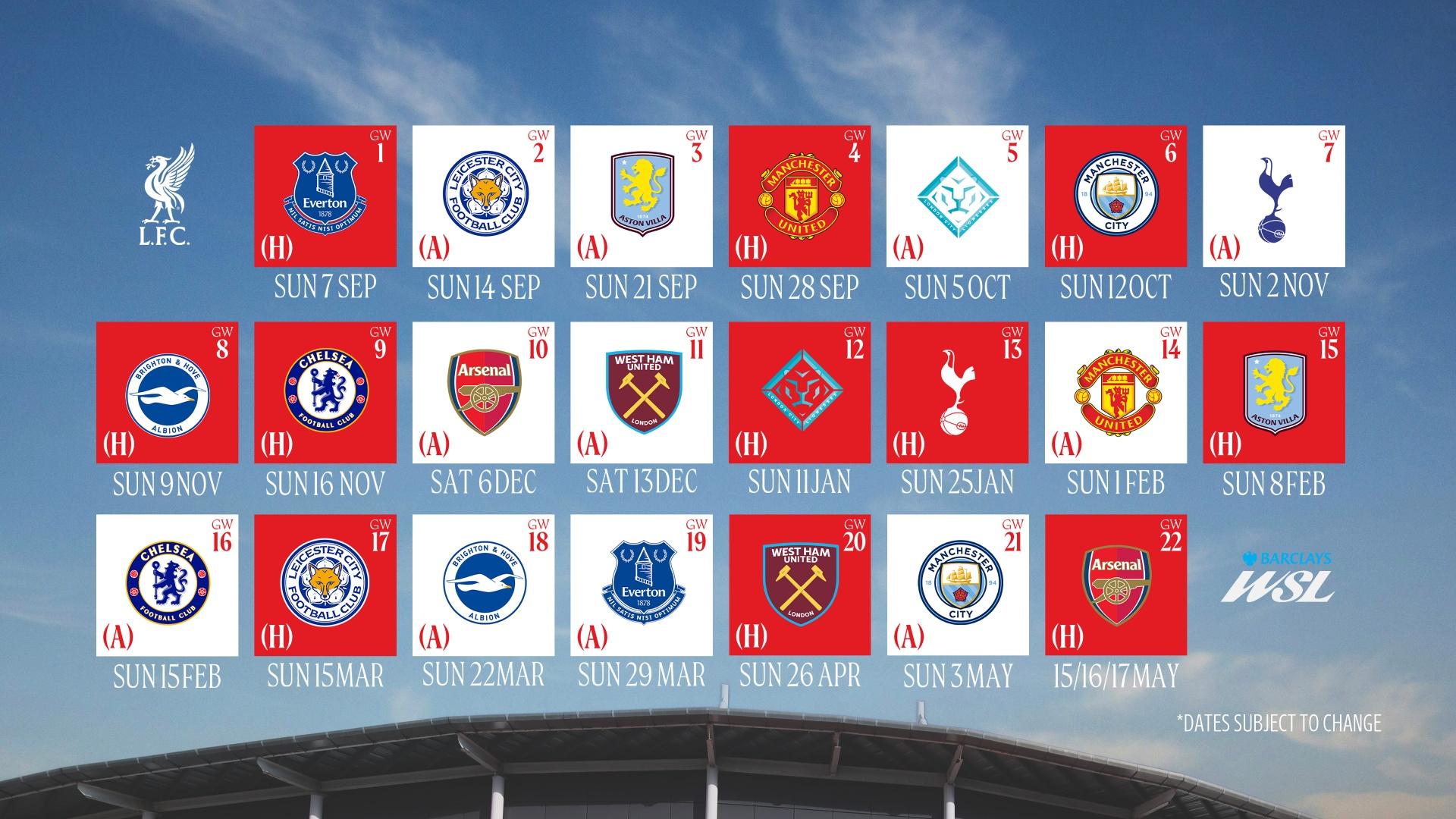 Revealed: Liverpool FC Women's WSL fixture list for 2025-26
