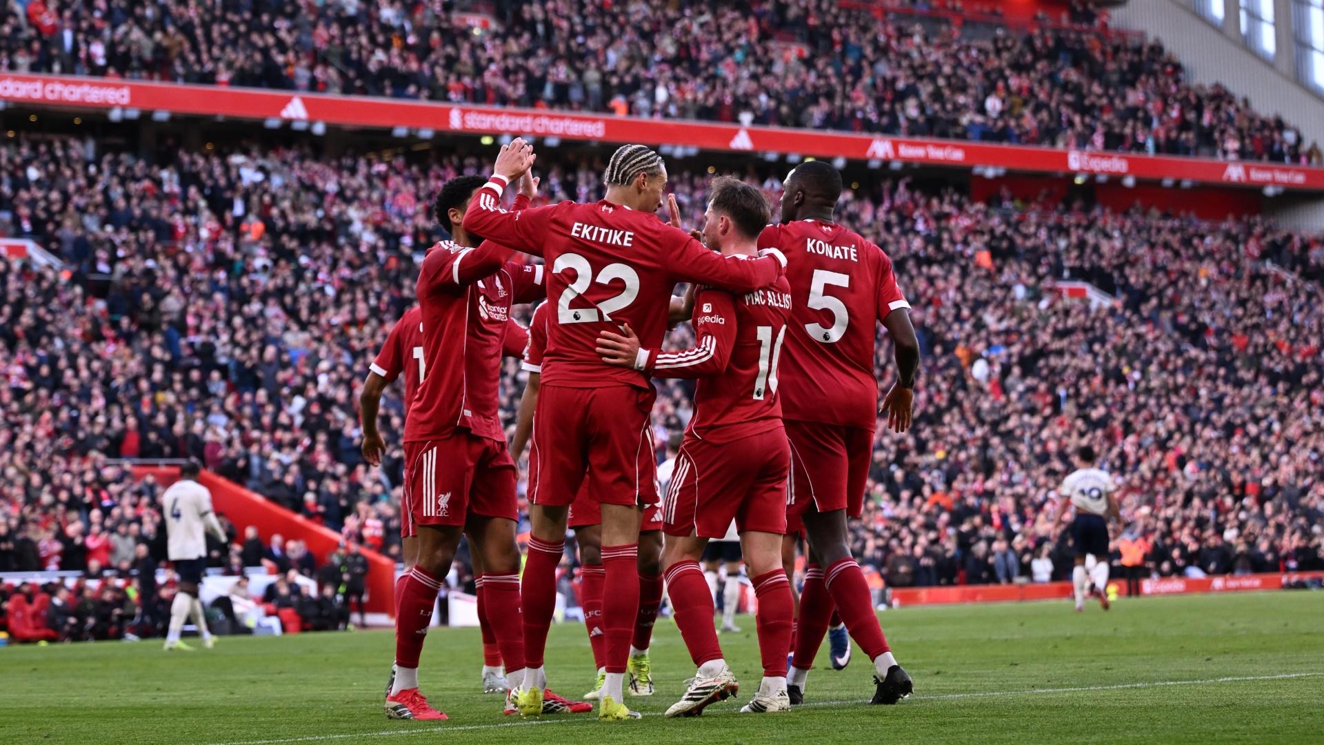 Liverpool score five in victory over West Ham at Anfield