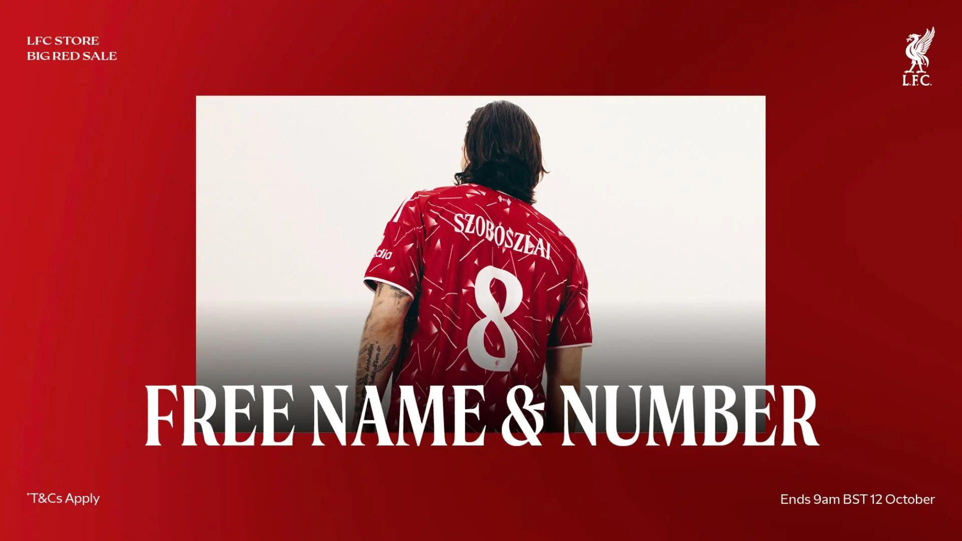 Special offer: Get free name and number printing on all Liverpool kits