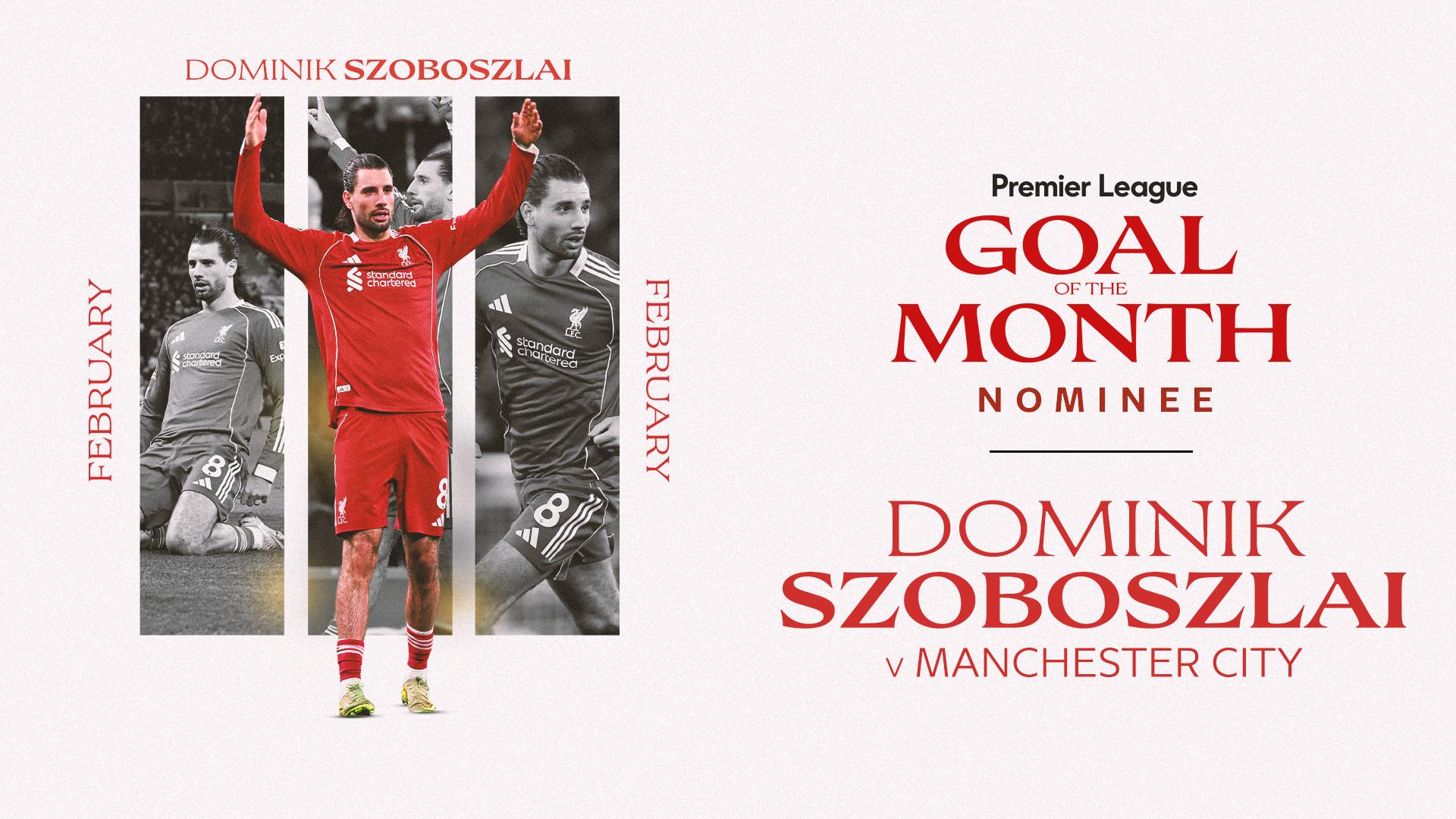 Dominik Szoboszlai free-kick nominated for Premier League Goal of the Month