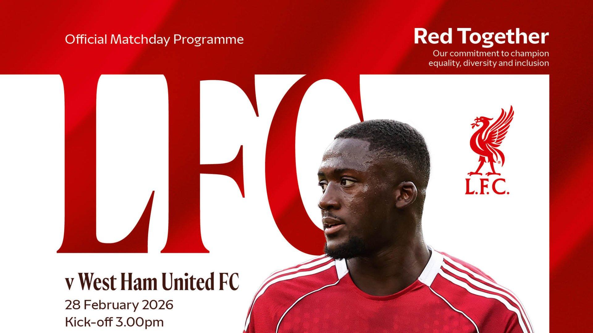 Get your Liverpool v West Ham official matchday programme