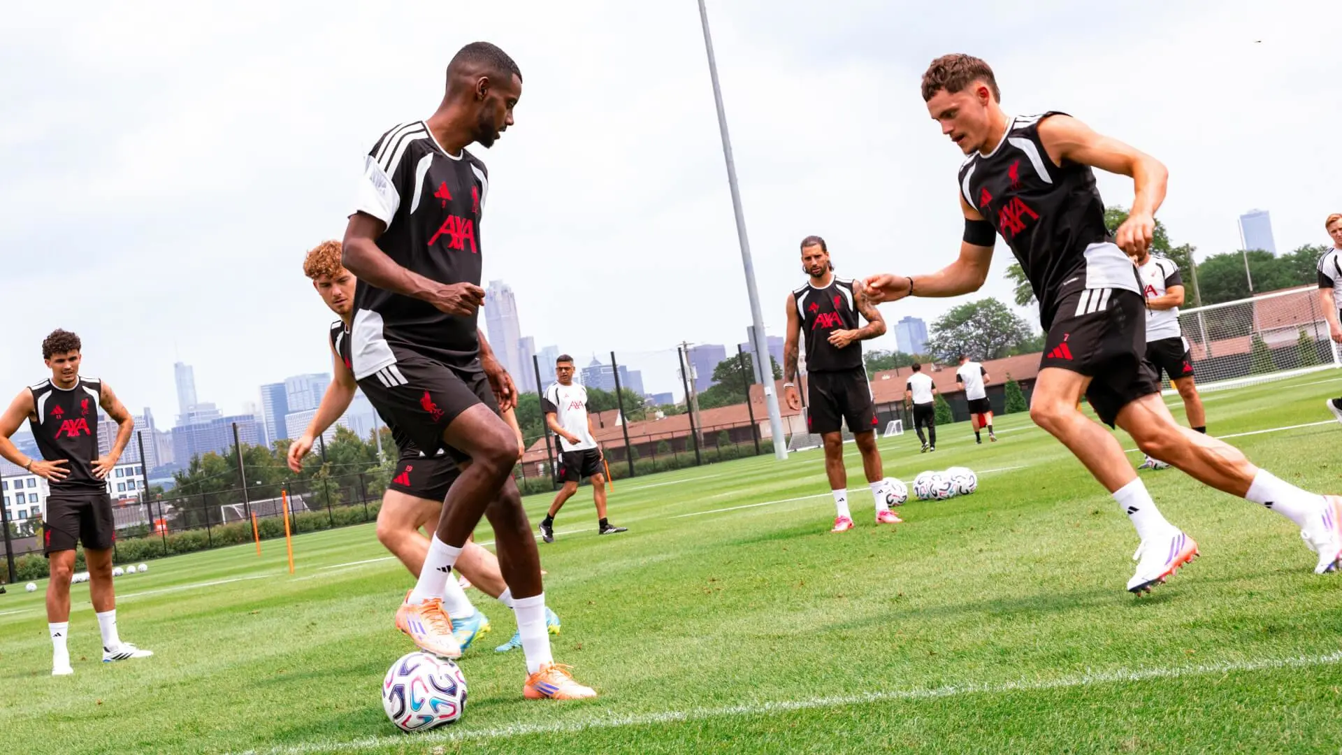 Watch: Gravenberch, Isak and Wirtz get to work in Liverpool's Sunday session
