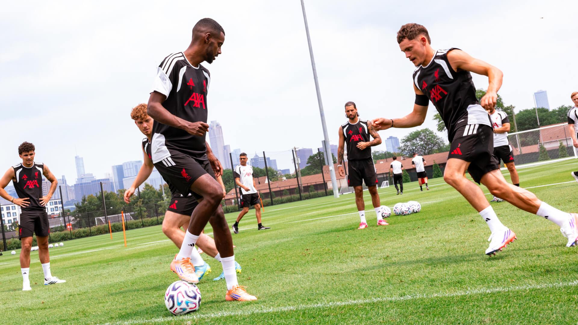 Watch: Gravenberch, Isak and Wirtz get to work in Liverpool's Sunday session