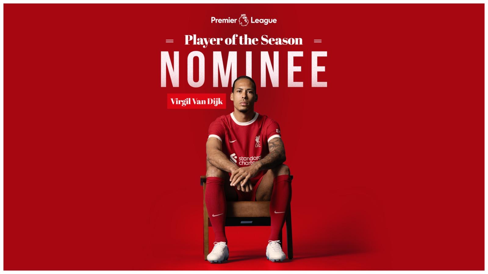 Virgil van Dijk up for Premier League Player of the Season