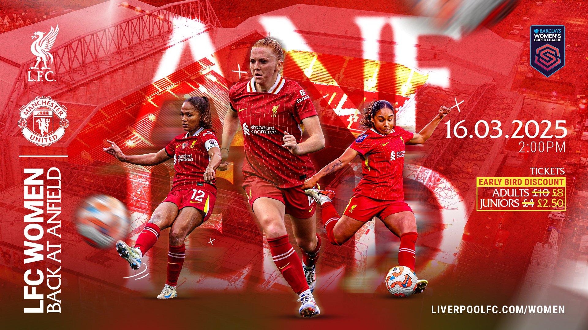 WSL at Anfield: Liverpool v Man Utd - early bird tickets on sale now