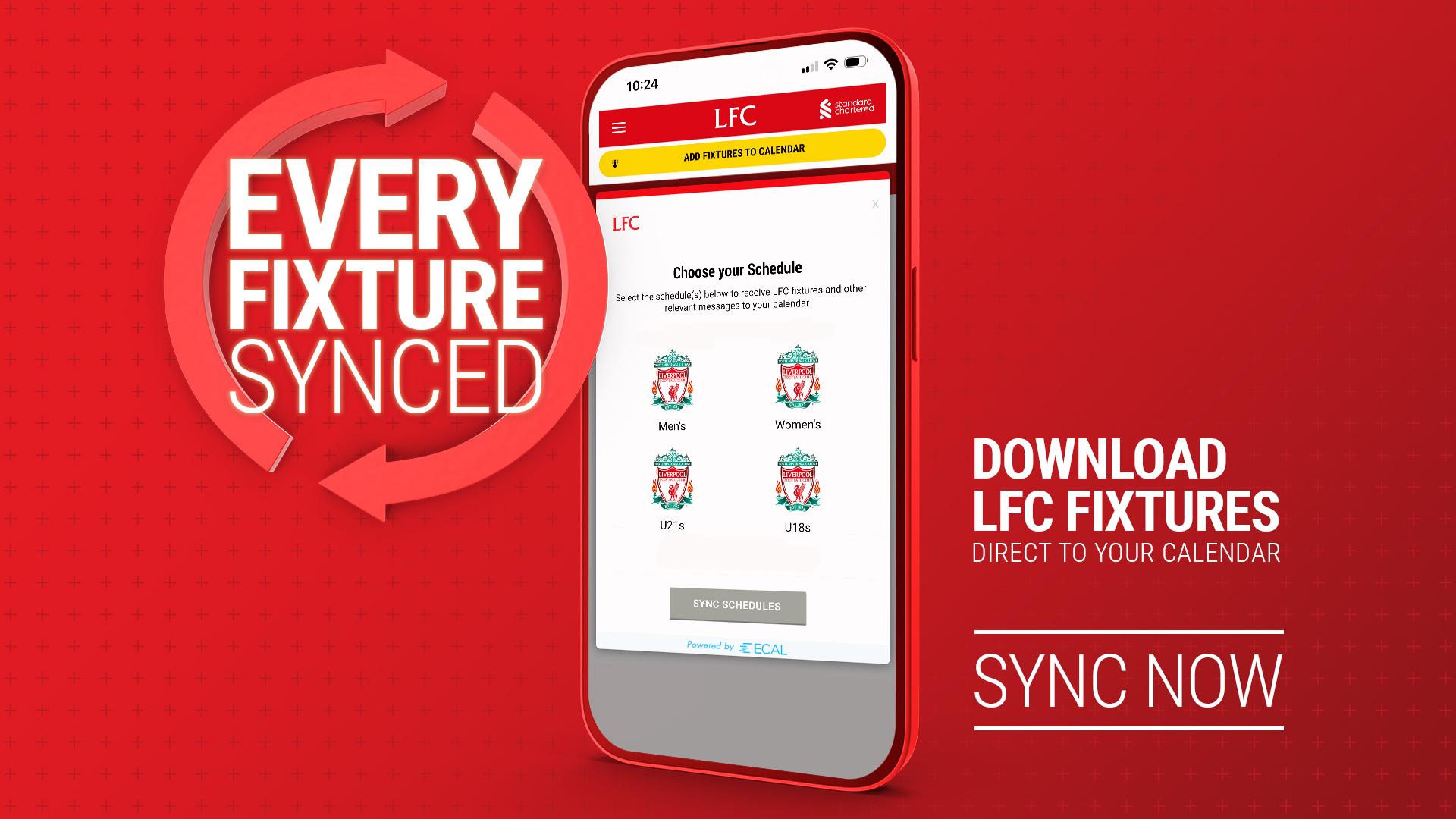 Download now: Liverpool FC's 2024-25 fixtures eCalendar
