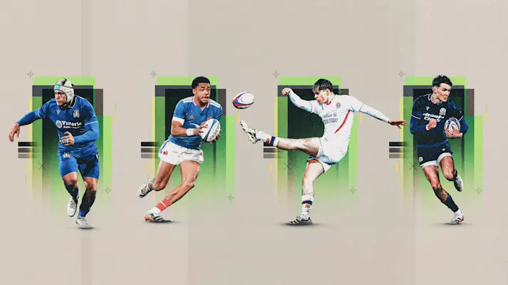 A graphic depicting all four of the 2026 U20 Six Nations Player of the Championship nominees.