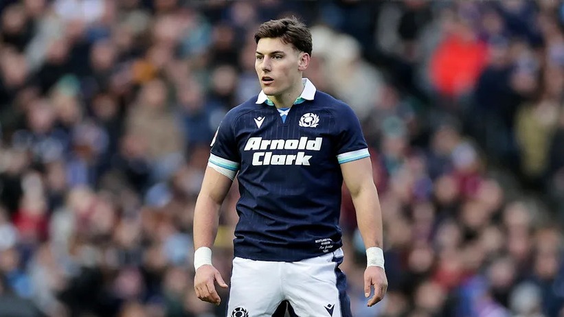 Tom Jordan playing for Scotland in the 2025 Guinness Men's Six Nations.