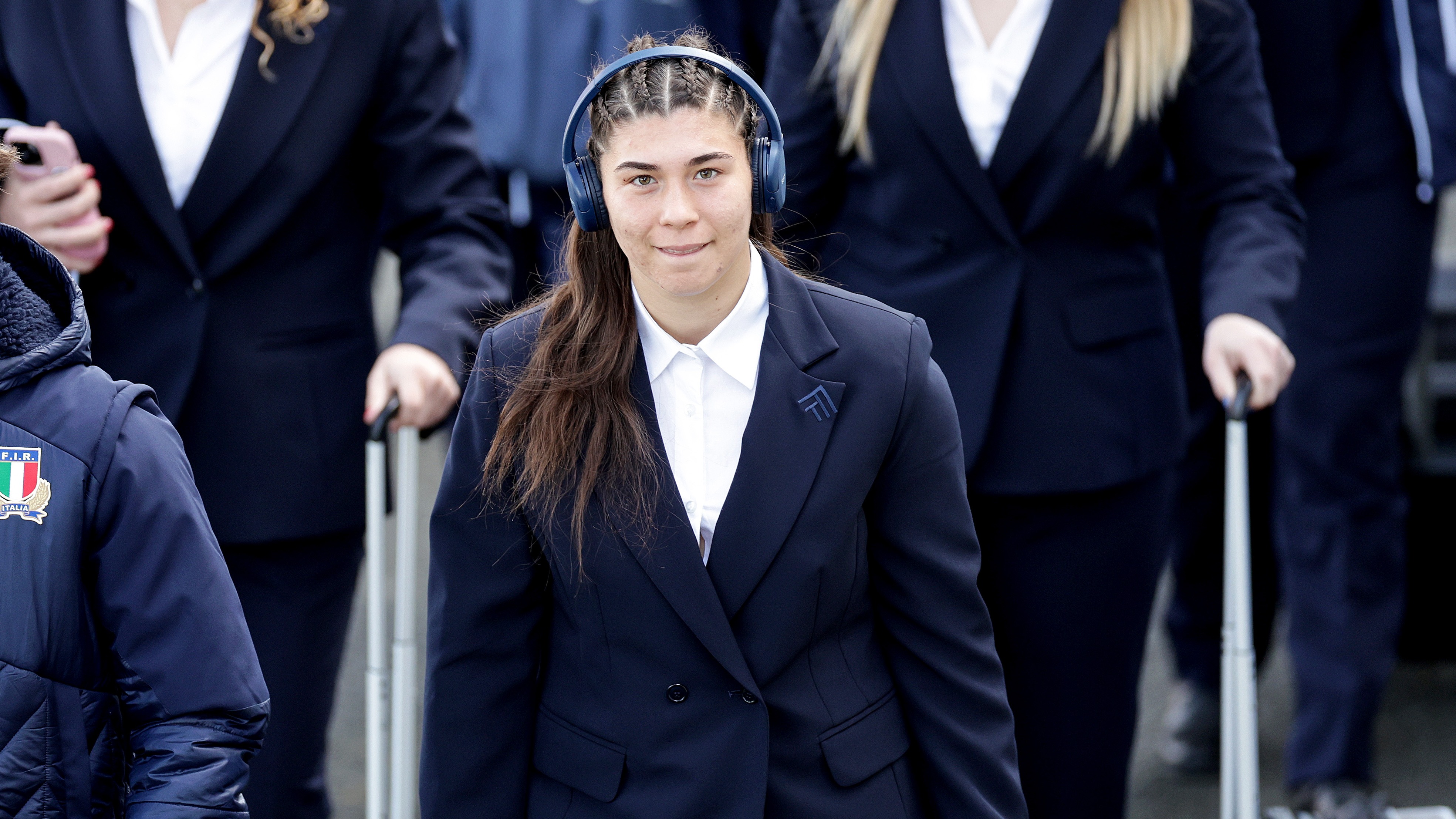 Italy's Alessandra Frangipani arrives before the 2024 Guinness Women's Six Nations Championship Round 2 between Ireland and Italy in The RDS, Dublin