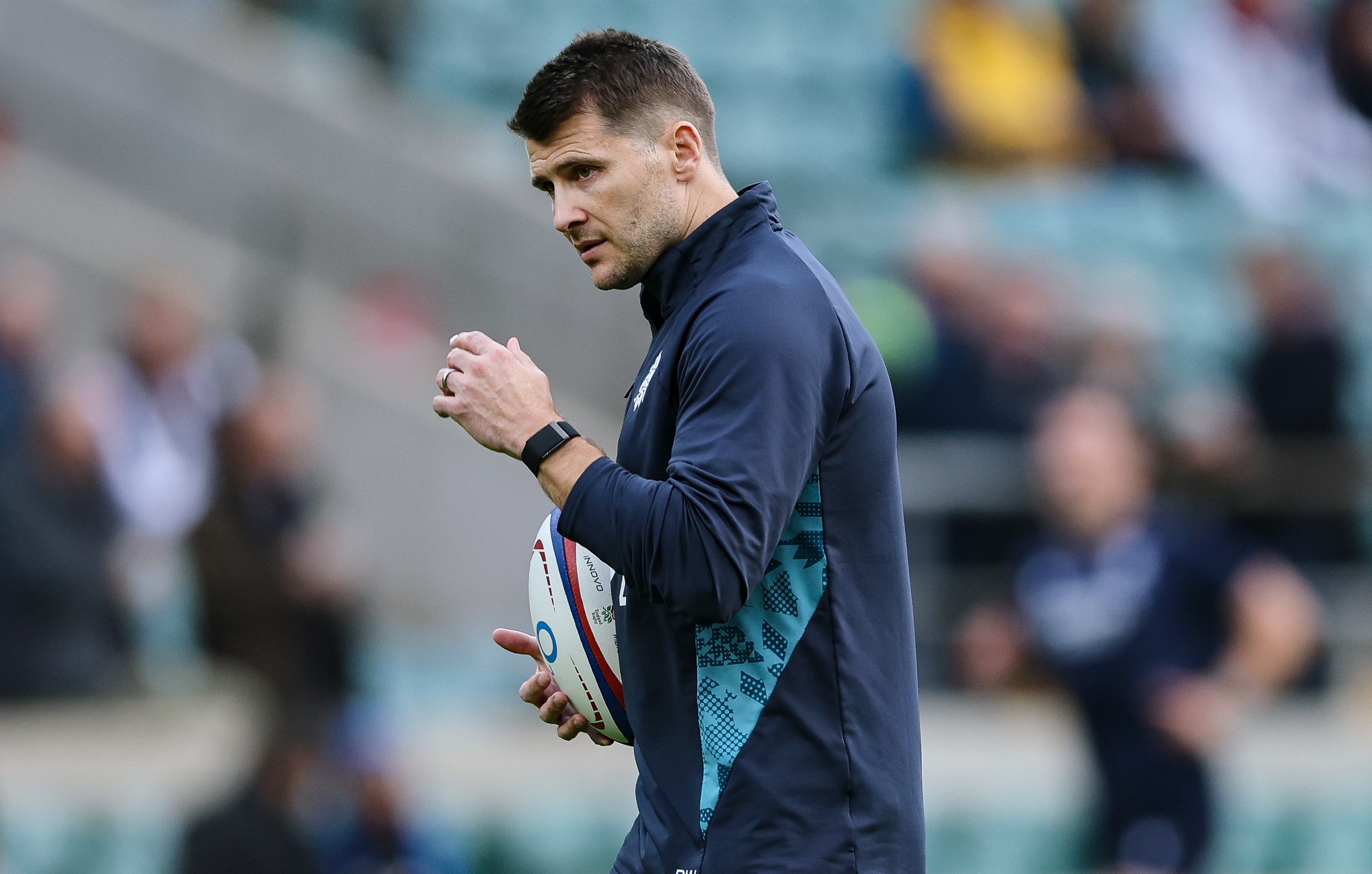 Wigglesworth looking intense during the warm-up for England v Australia in the Quilter Nations Series 2025.