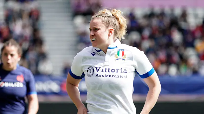 Italy's Isabella Locatelli during a break in play in the 2024 Championship match against France in Paris.