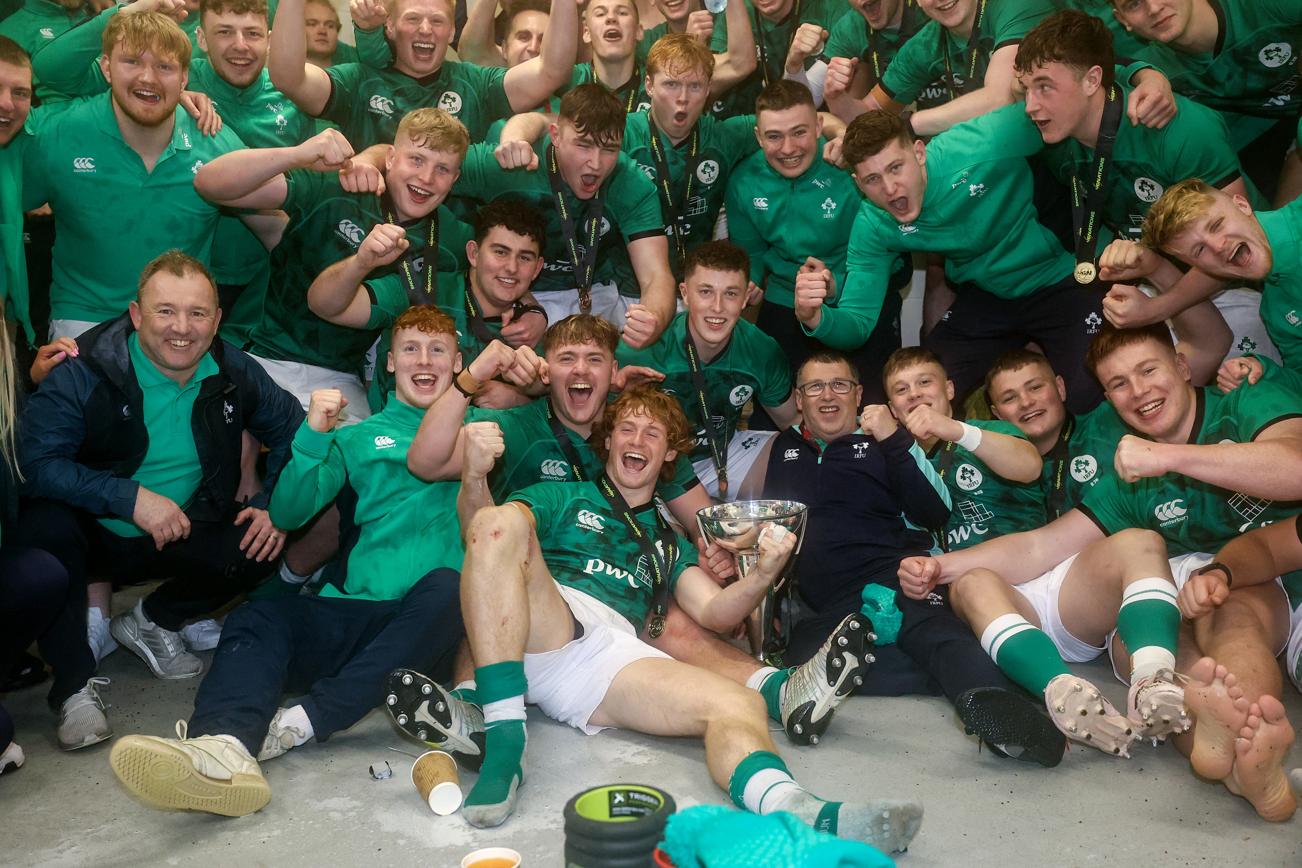 Ireland U20s celebrate winning the Grand Slam