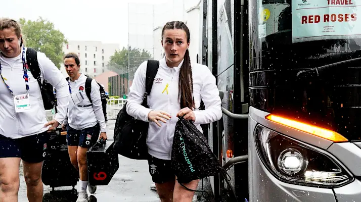 Lucy Packer arrives at Stade Chaban-Delmas for the 2024 Championship