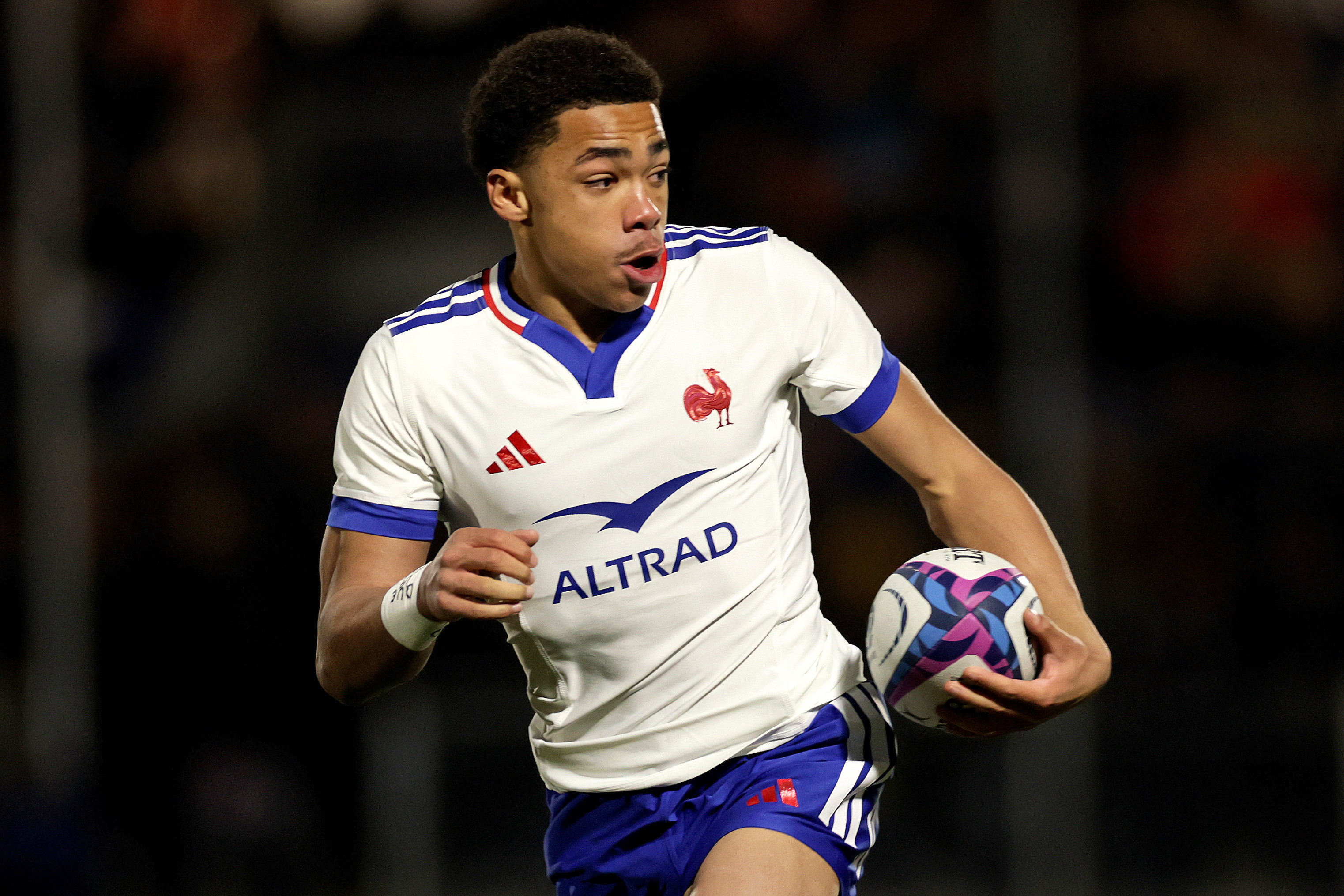 France's Joachim Senga Kouo Gilbert during the 2026 Under 20 Six Nations Championship Round 4 game between Scotland and France in Hive Stadium, Edinburgh