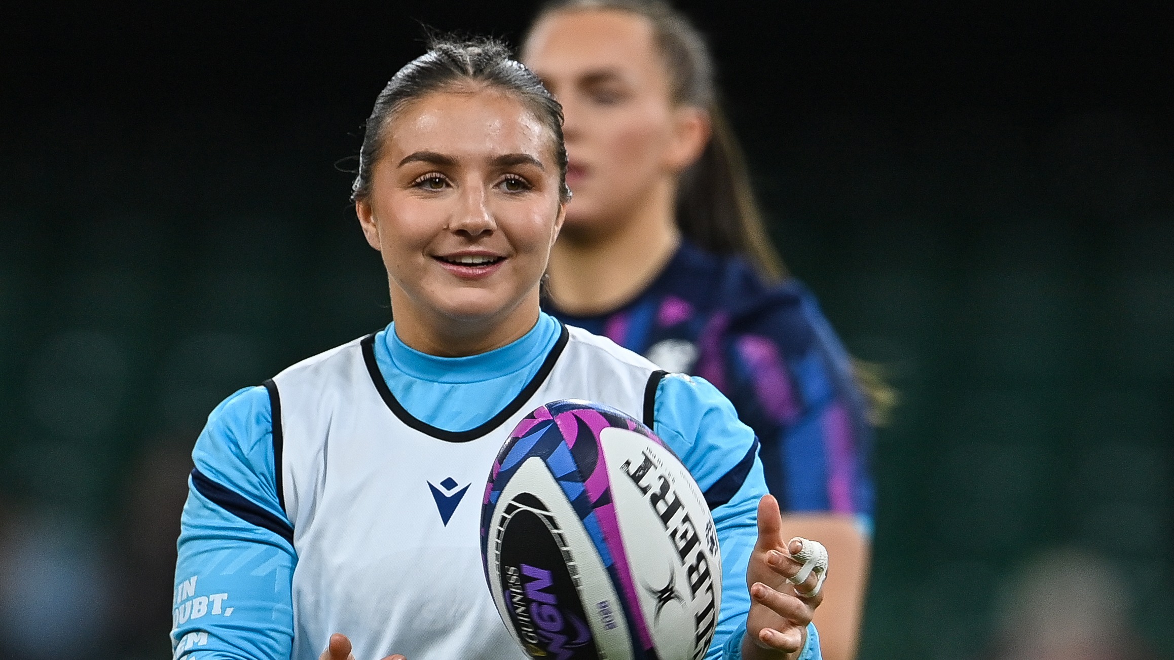 Scotland's Evie Wills during the warm up ahead of the 2026 Guinness Women's Six Nations Championship Round 1 game between Wales and Scotland in Principality Stadium
