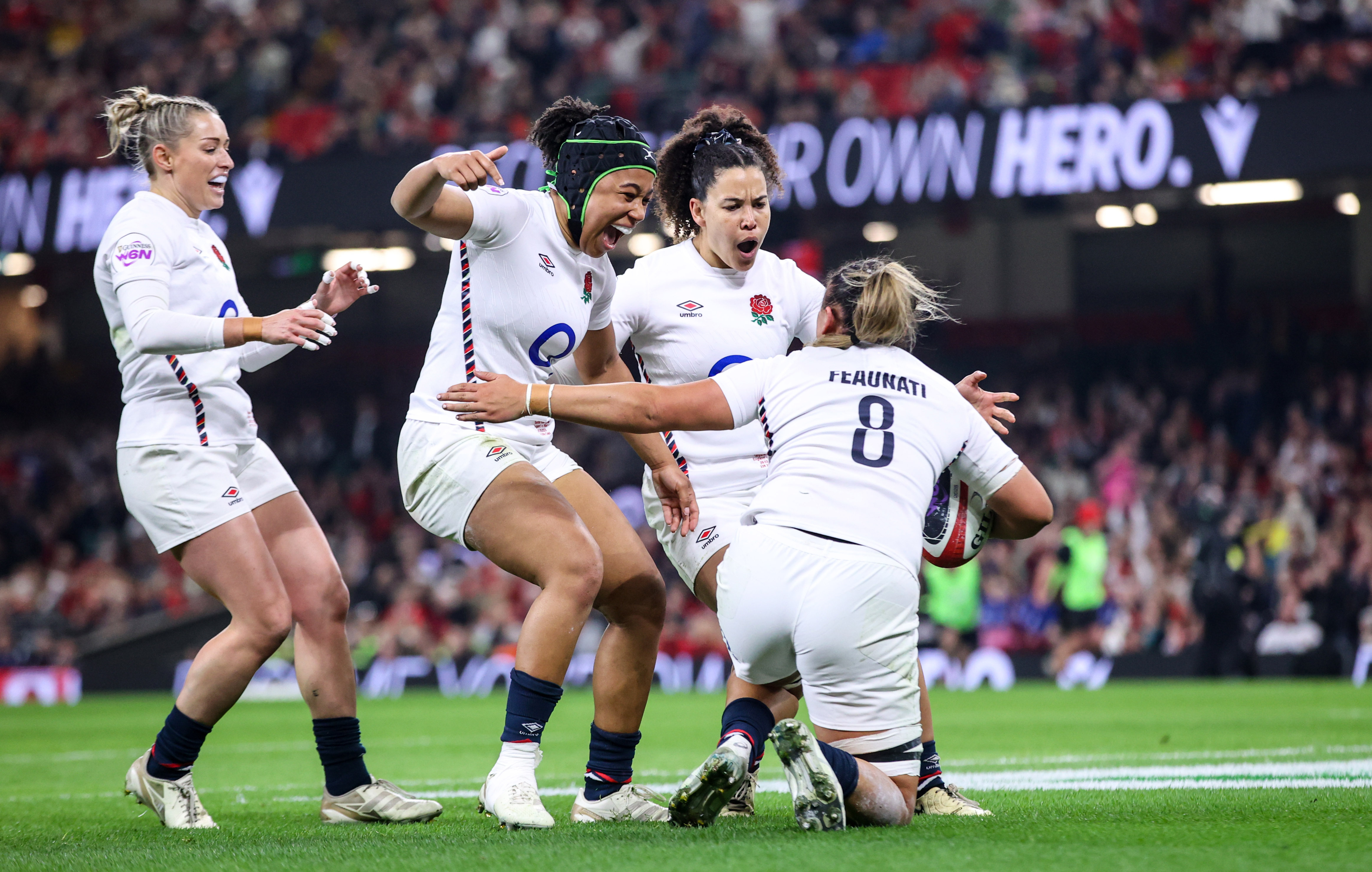 Feaunati celebrates try v Wales - W6N 2025