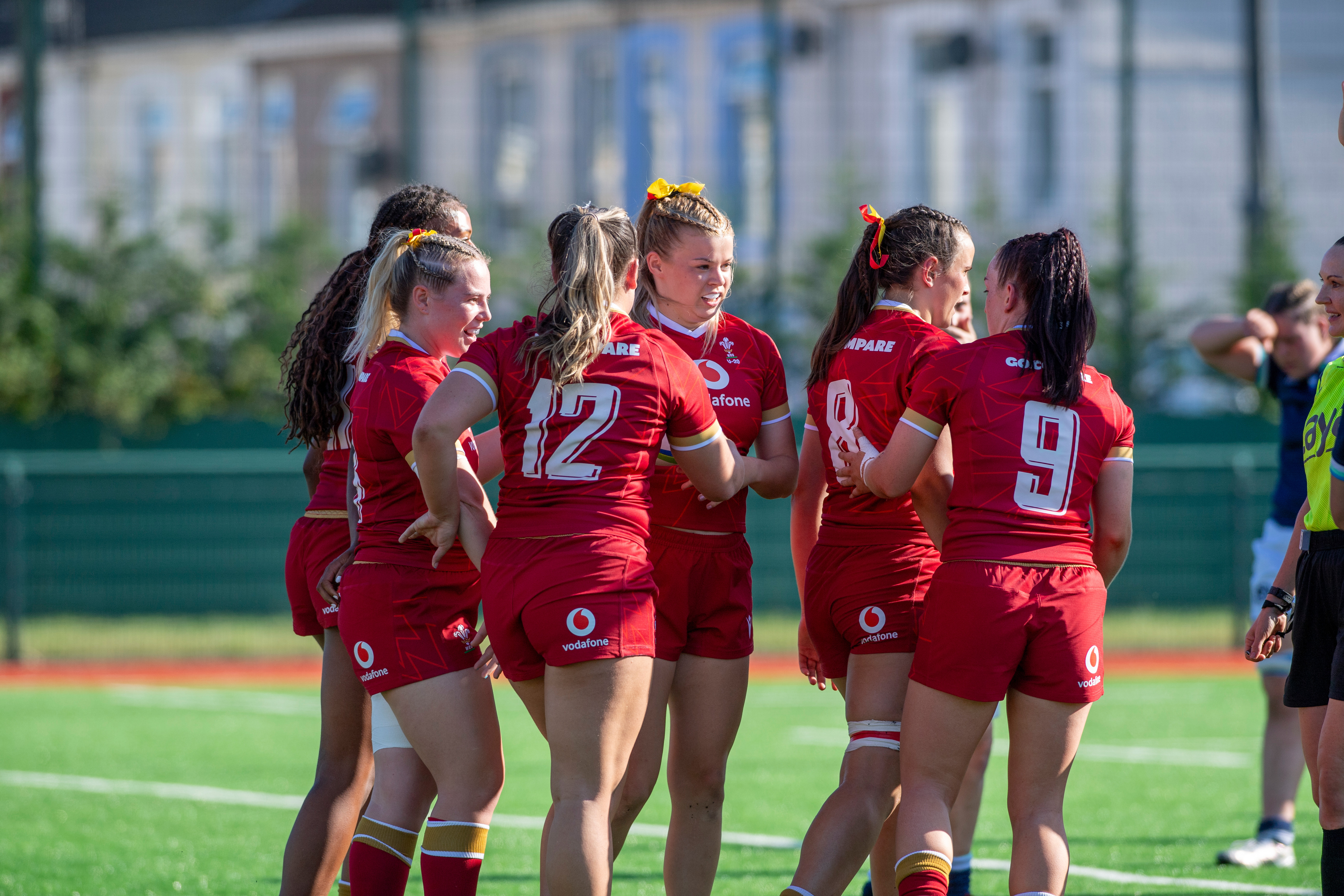 Wales Under-20s celebrate a try against Scotland